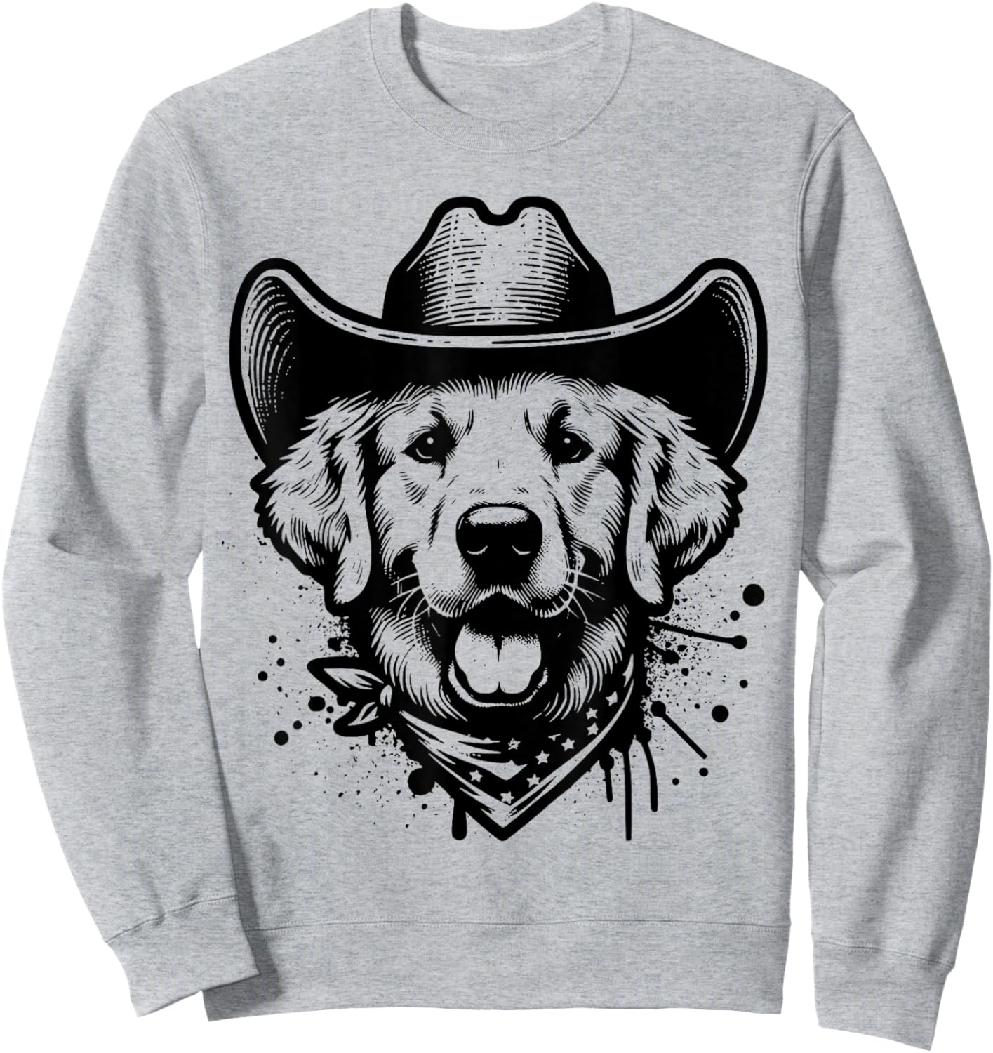 Happy Golden Retriever Cowboy Vintage Western Dog Lover Sweatshirt - Sweatshirt | Ash