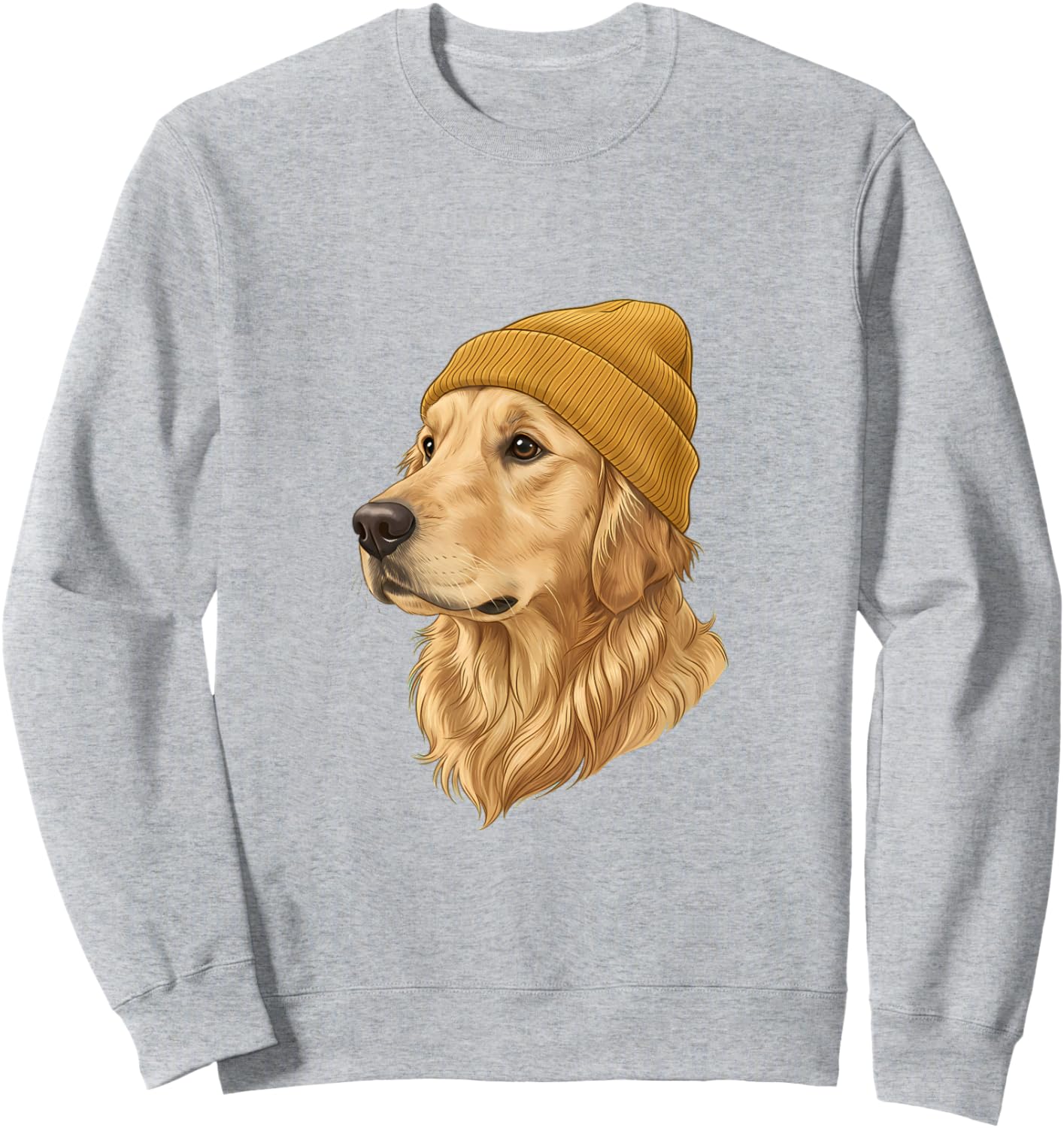 Golden Dog Retriever Yellow Beanie Art Sweatshirt - Sweatshirt | Ash