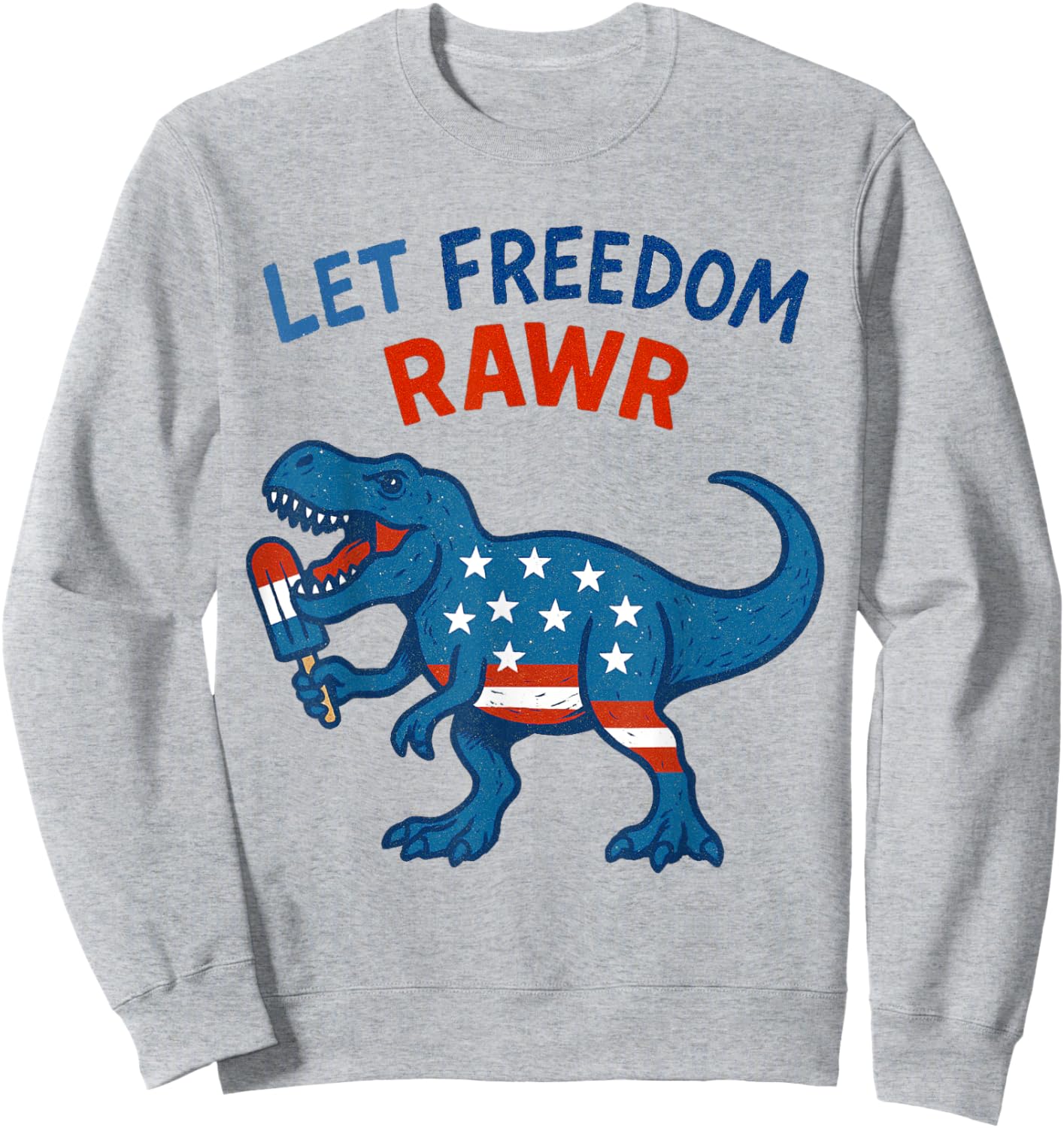Dinosaur USA Roar TREX American Flag Sweatshirt - Sweatshirt | Ash