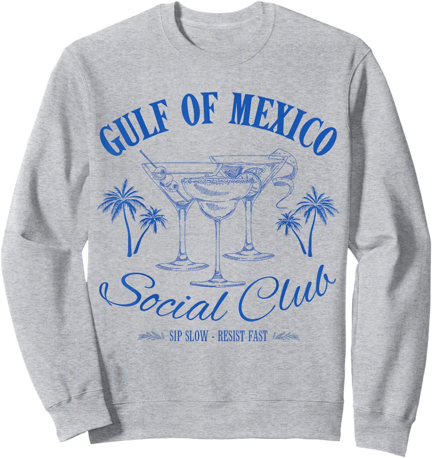 Gulf Of Mexico Social Club - Vintage Style Cocktail Sweatshirt - Sweatshirt | Ash
