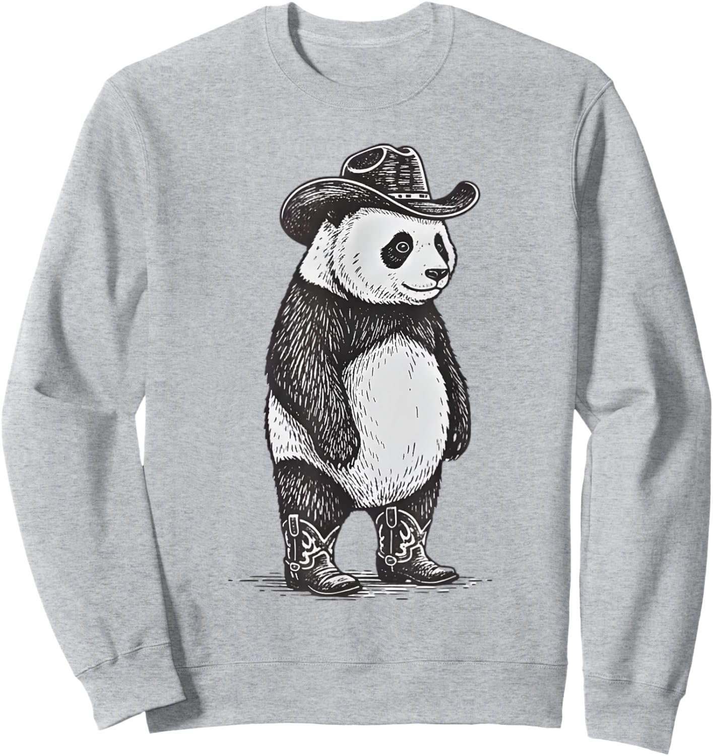 Vintage Panda Cowboy Cowgirl Funny Panda Western Country Sweatshirt - Sweatshirt | Ash