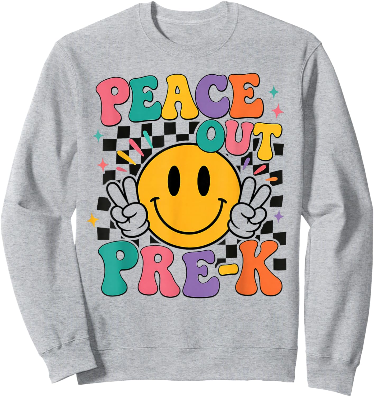 Peace Out Pre-K Retro Smile Teacher Kids Last Day of School Sweatshirt - Sweatshirt | Ash