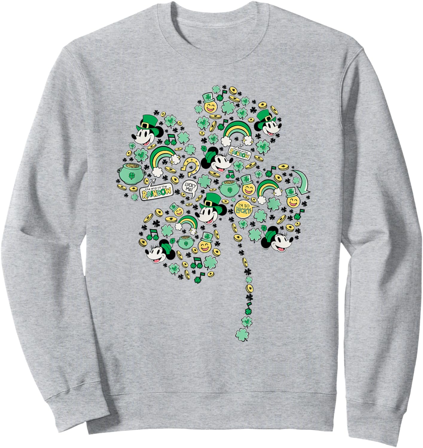 Disney Mickey & Minnie St. Patrick's Day Lucky 4-Leaf Clover Sweatshirt - Sweatshirt | Ash