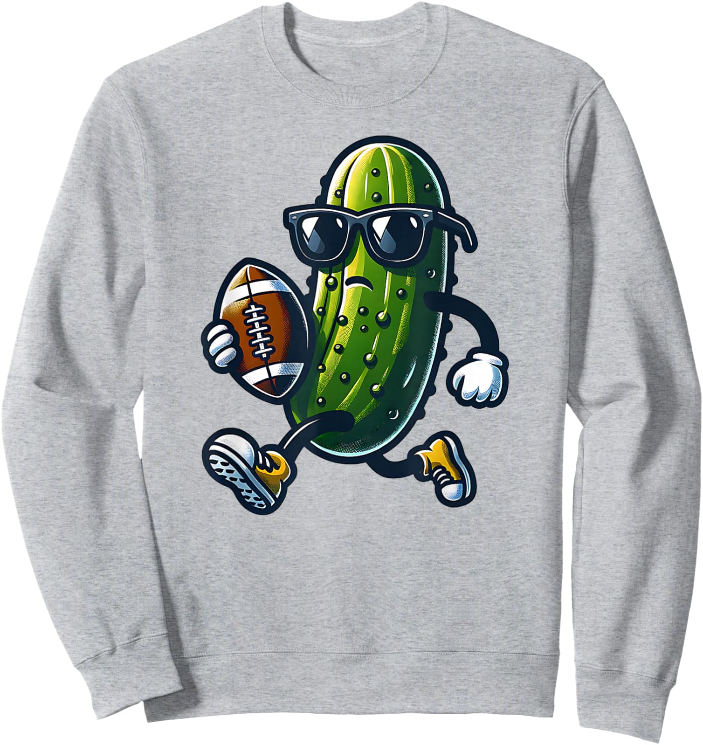 Pickle Playing Football Funny Sports and Humor Trendy Retro Sweatshirt - Sweatshirt | Ash