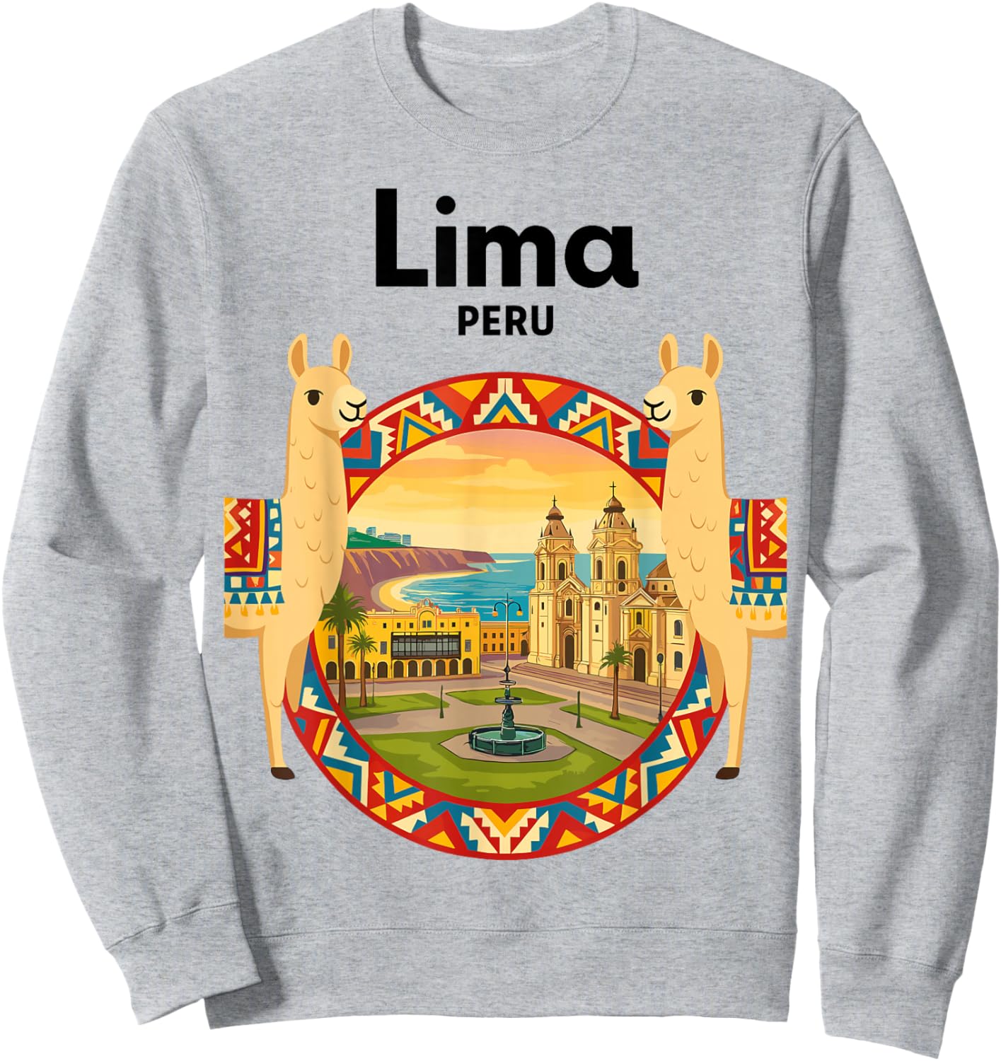 Peru Lima Travel Art Llama Andes Souvenir Sweatshirt - Sweatshirt | Ash