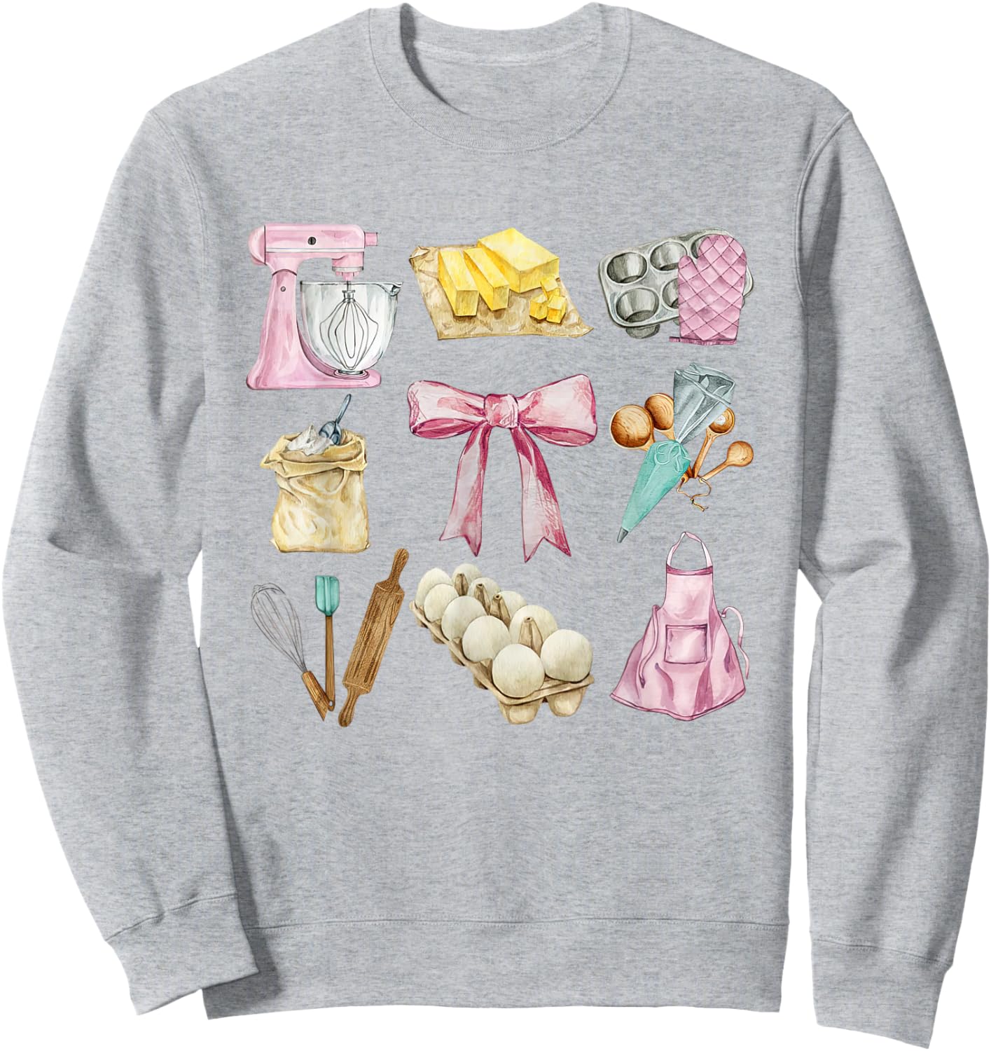 Retro Coquette Baker Aesthetic Bake Lover Baking Women Girls Sweatshirt - Sweatshirt | Ash
