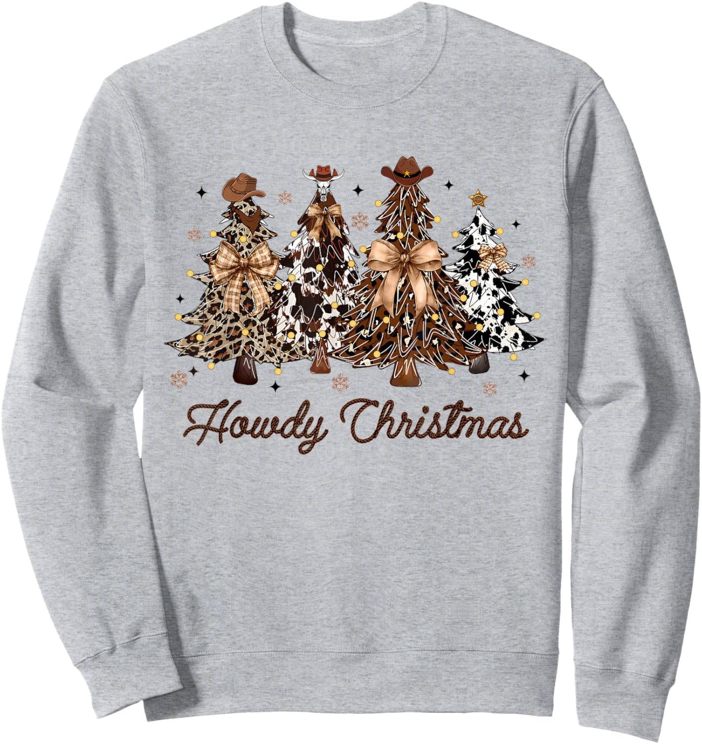 Howdy Christmas Tree Coquette Bow Western Xmas Pjs Cowgirl Sweatshirt - Sweatshirt | Ash