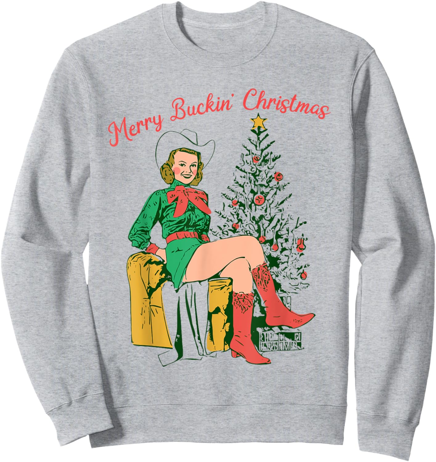 Funny Christmas Merry Buckin' Christmas Sweatshirt - Sweatshirt | Ash