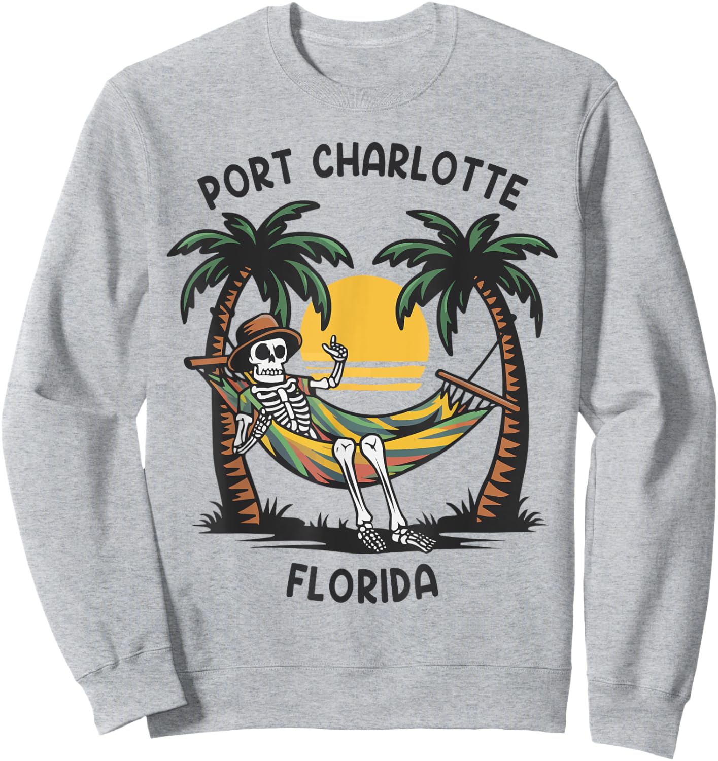 Vintage Port Charlotte Florida Palms FL Sunset Funny Sweatshirt - Sweatshirt | Ash