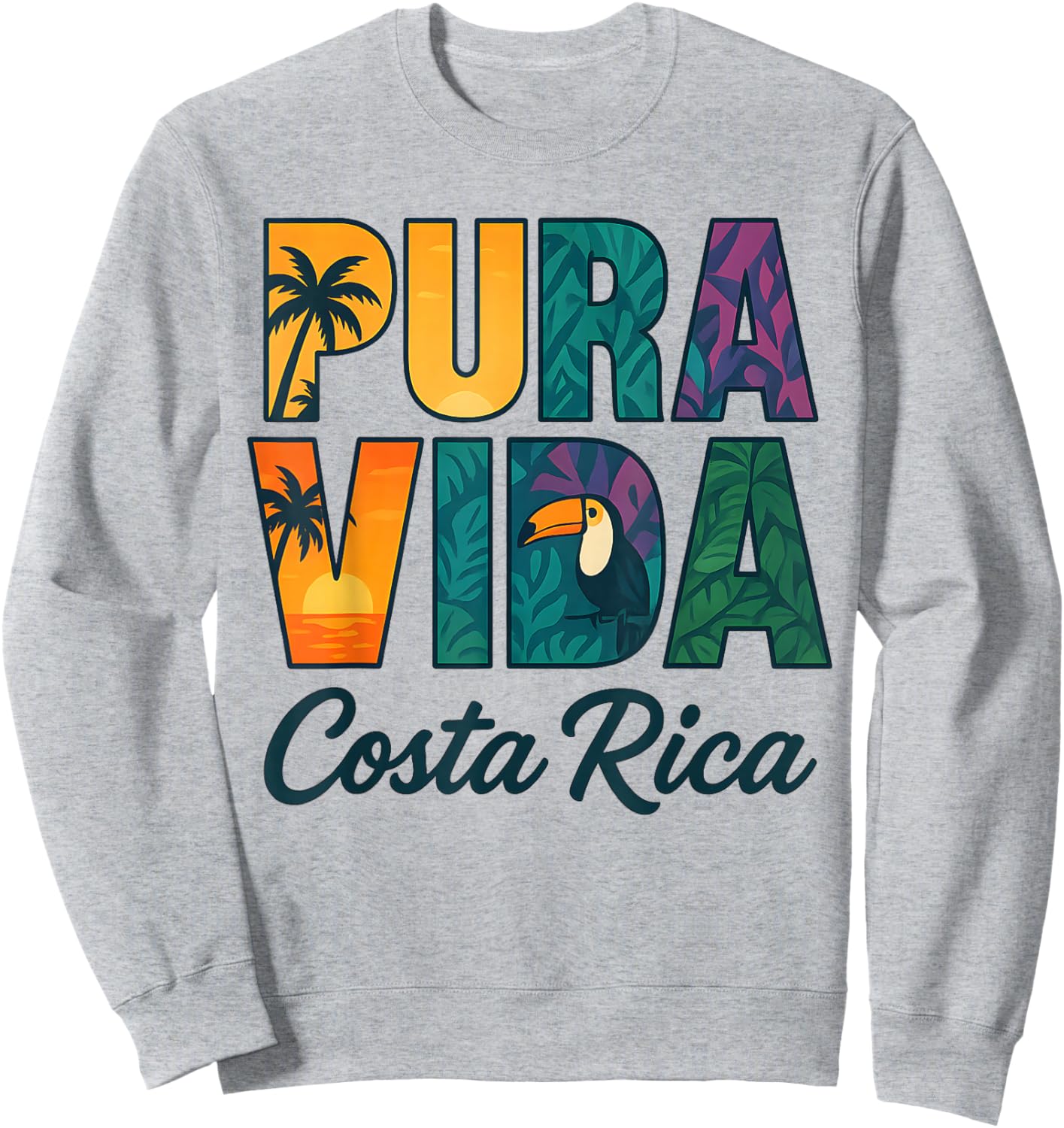 Pura Vida Costa Rica Toucan Sweatshirt - Sweatshirt | Ash
