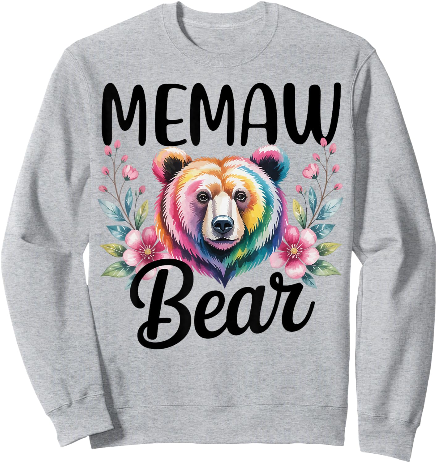 Memaw Bear Floral Graphic for Mothers Day Moments Sweatshirt - Sweatshirt | Ash