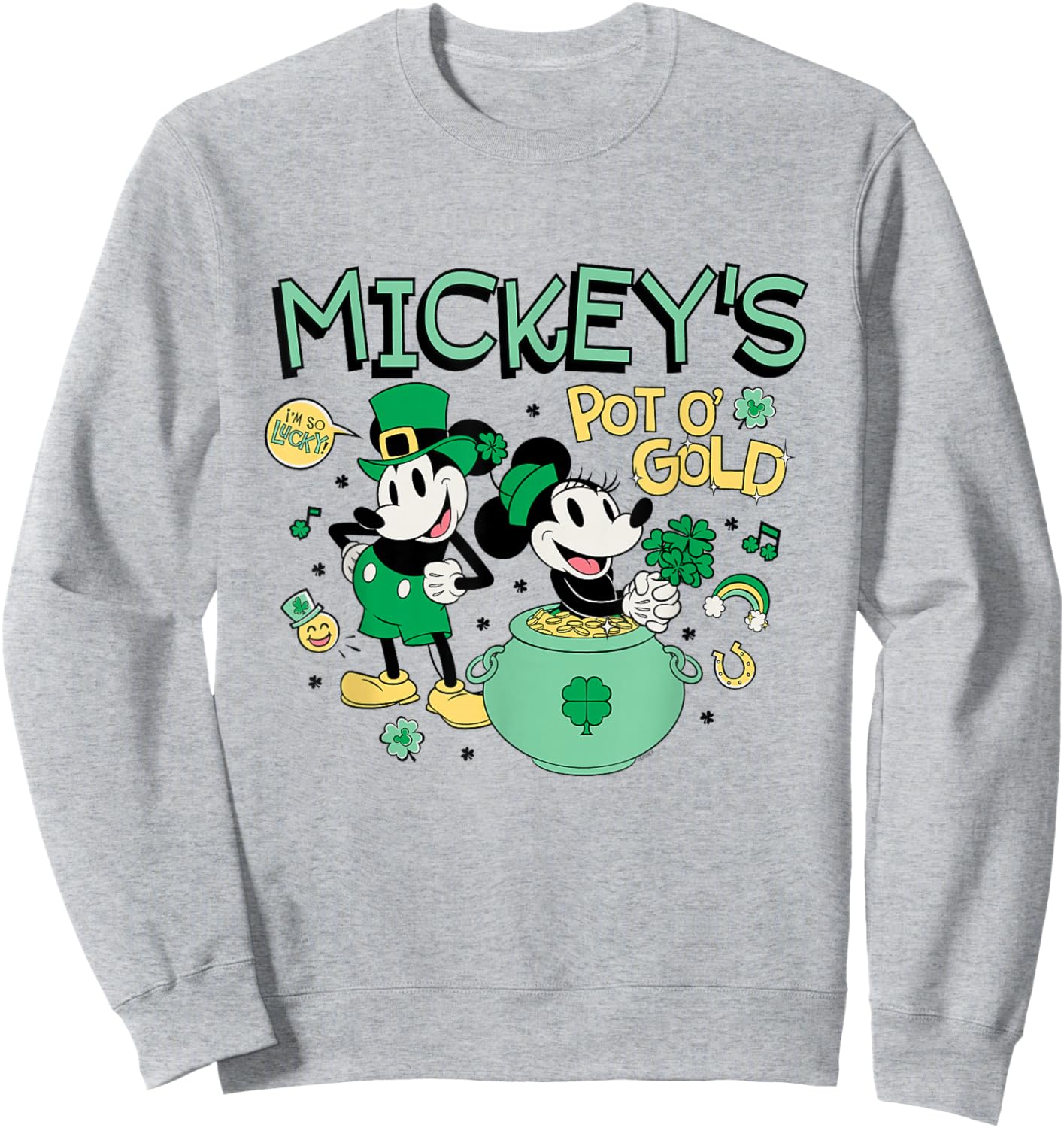 Disney Mickey Minnie St. Patrick's Day Mickey's Pot o' Gold Sweatshirt - Sweatshirt | Ash