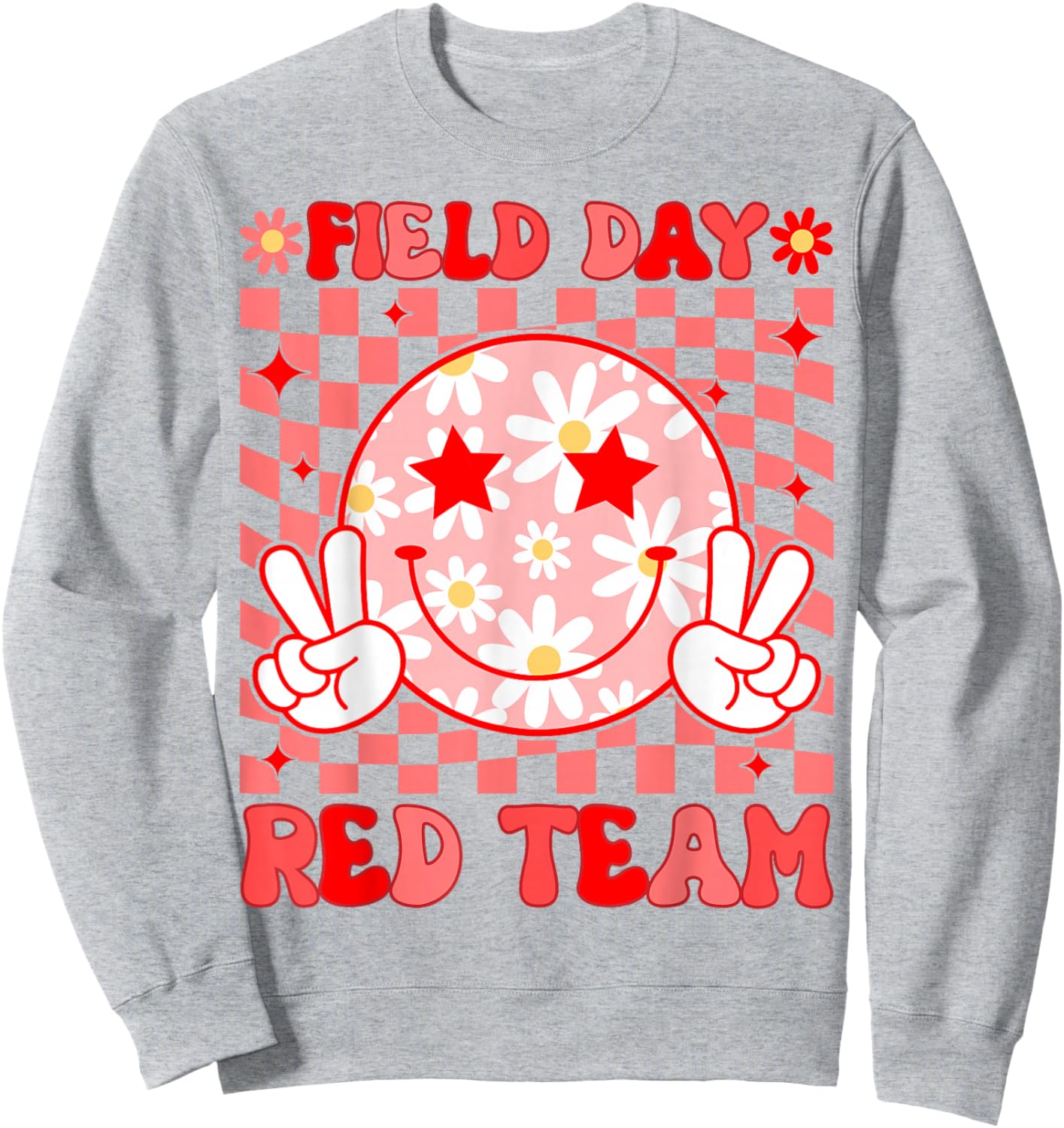 Field Day Red Team Teacher Kids Retro Groovy Field Day 2026 Sweatshirt - Sweatshirt | Ash