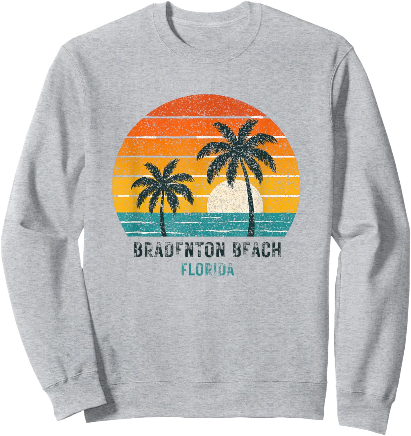 Bradenton Beach Florida Retro Vintage Souvenir Sun Vacation Sweatshirt - Sweatshirt | Ash