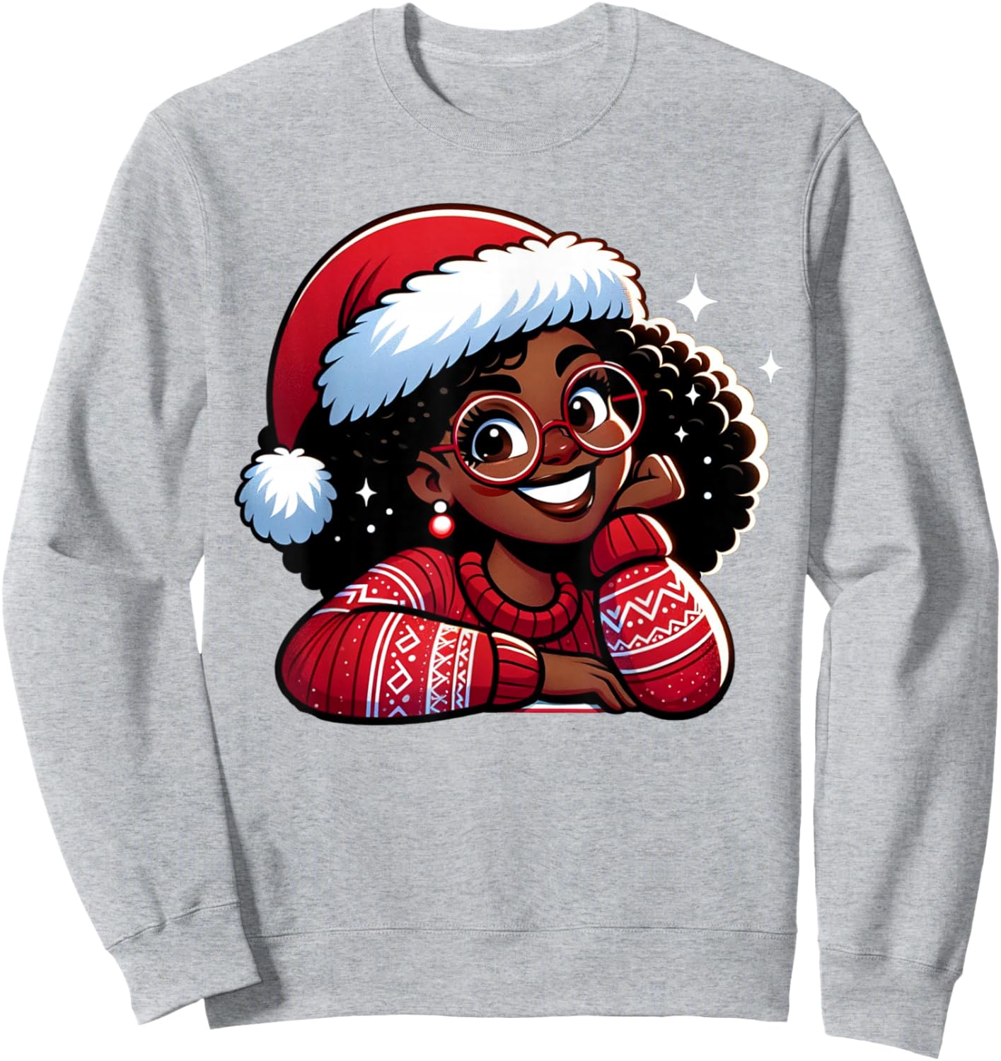 African American Merry Christmas African Black Women Girls Sweatshirt - Sweatshirt | Ash