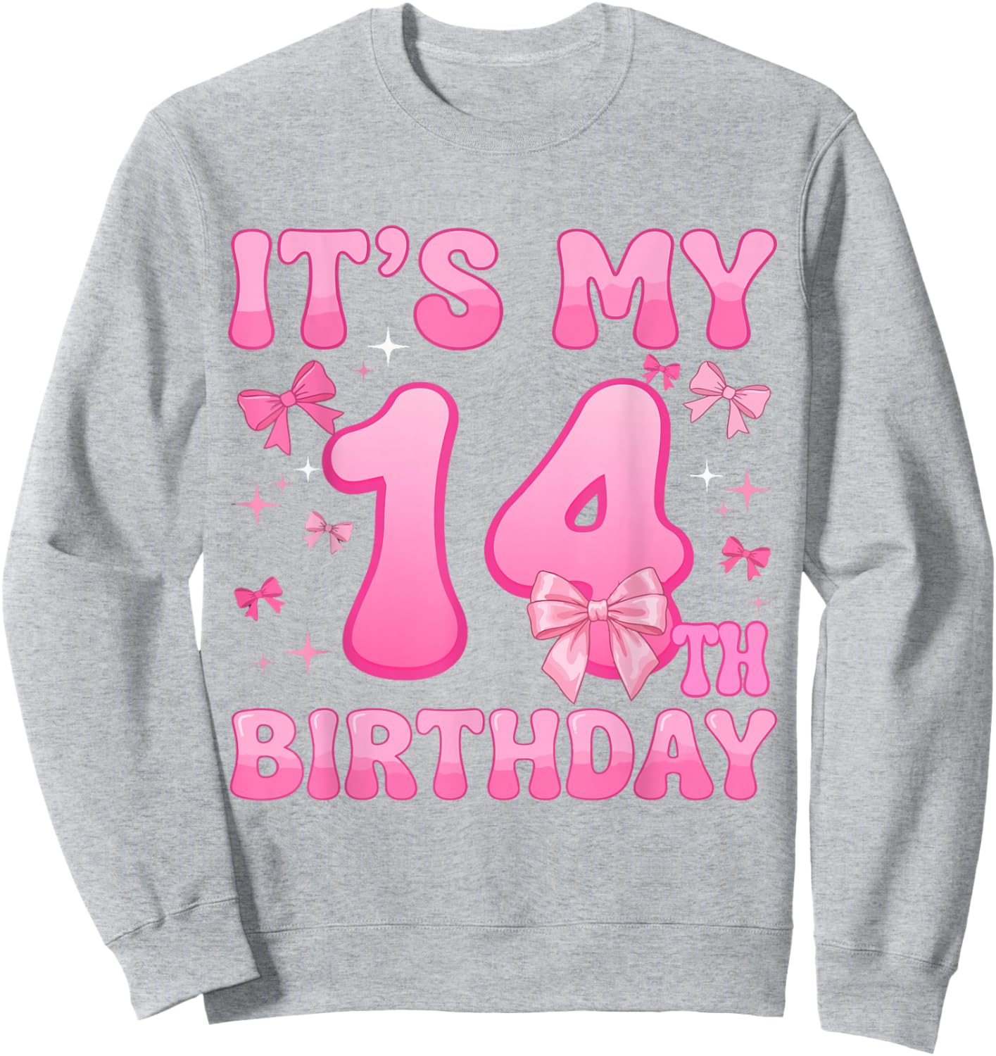 14th Birthday Shirt Girls Coquette Bow 14 Year Old Birthday Sweatshirt - Sweatshirt | Ash