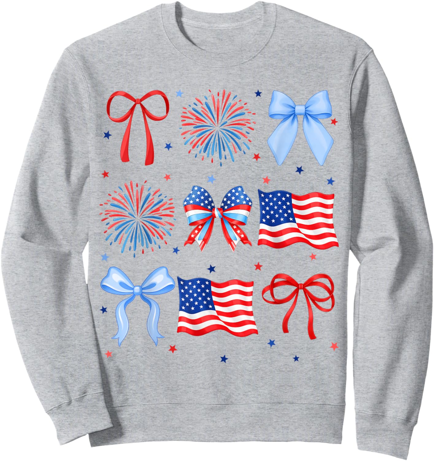 4th of July USA Flag Coquette Firework US America Women Girl Sweatshirt - Sweatshirt | Ash