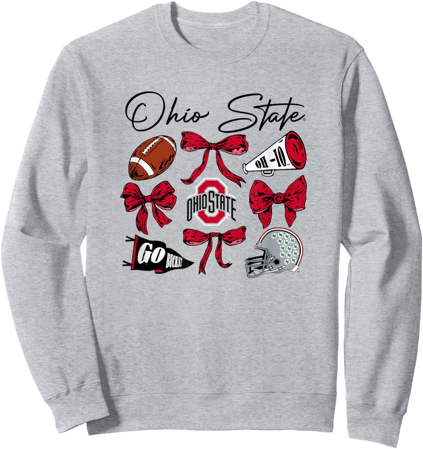 Ohio State Buckeyes Football Bows Gray Officially Licensed Sweatshirt - Sweatshirt | Ash