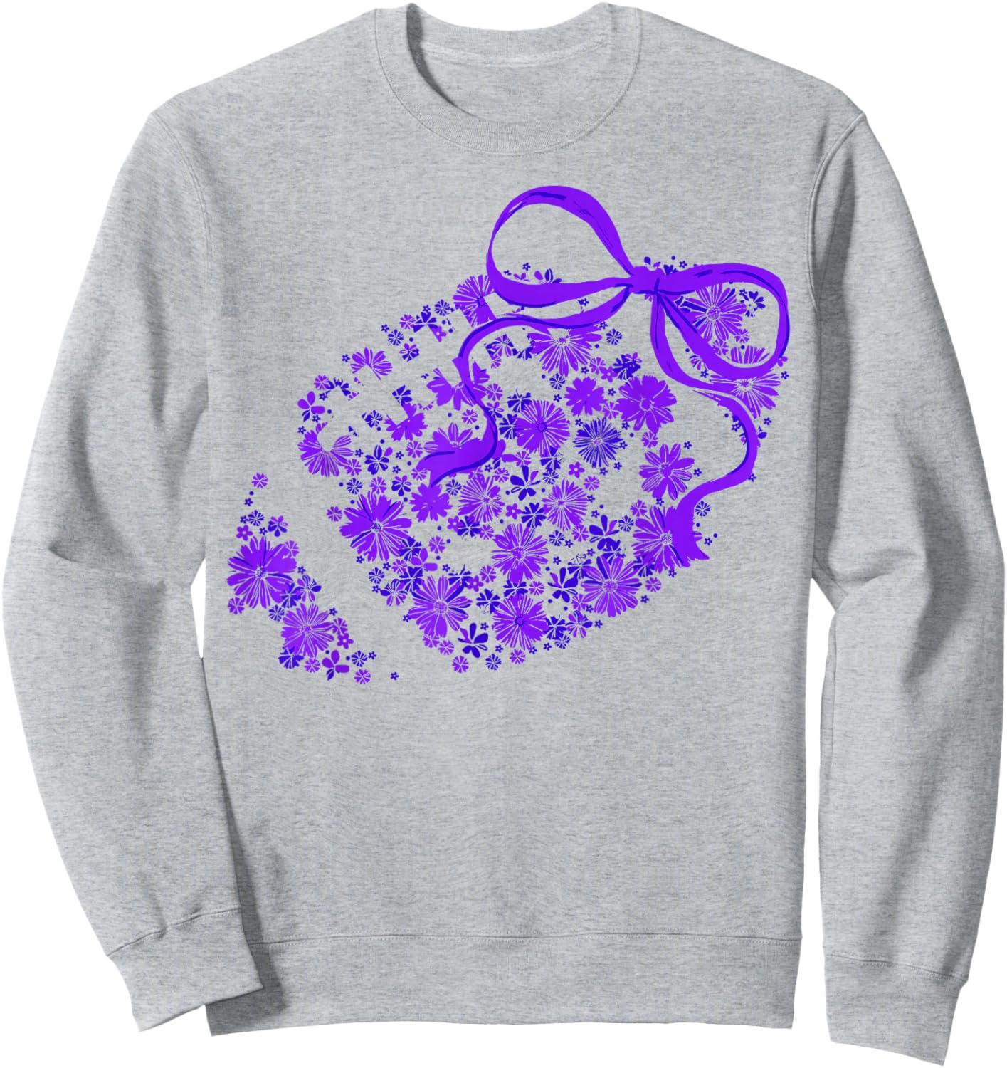 Floral Football Game Day Girly Coquette Team Spirit Purple Sweatshirt - Sweatshirt | Ash