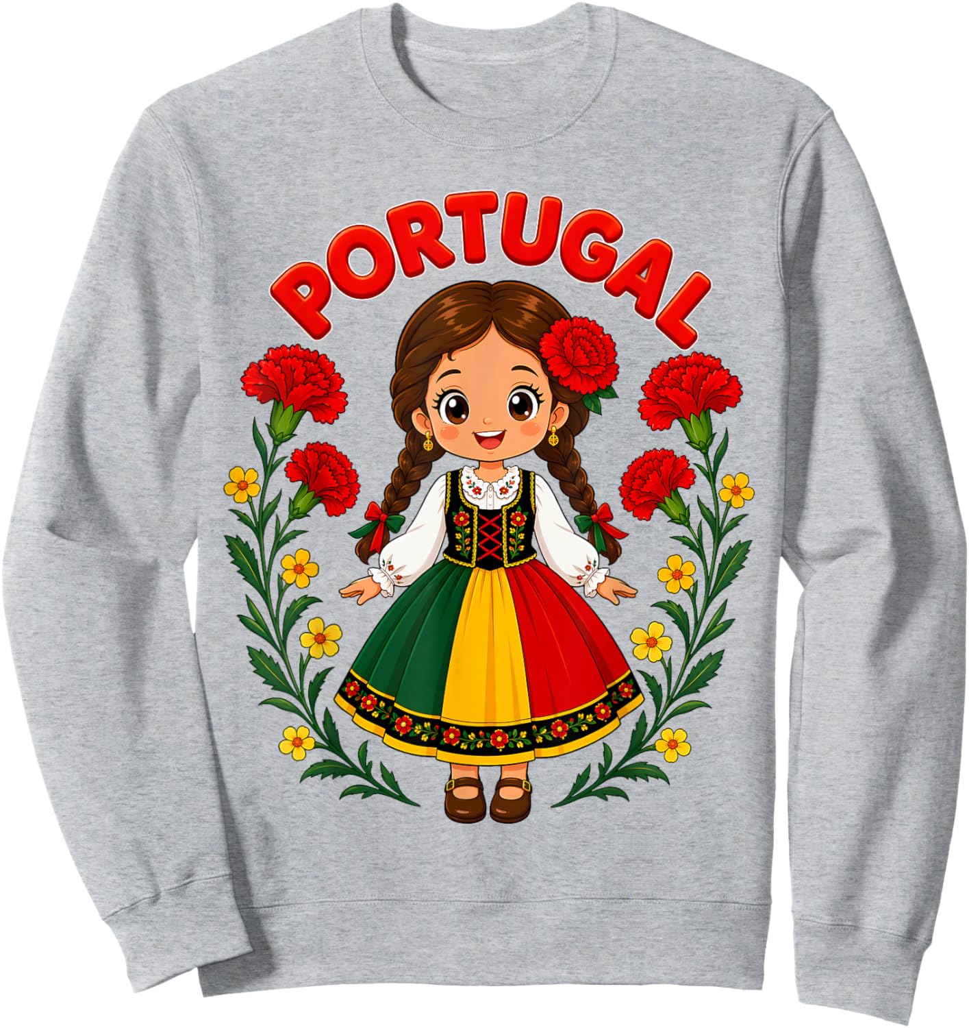 Portugal Girl in Traditional Folk Dress Sweatshirt - Sweatshirt | Ash