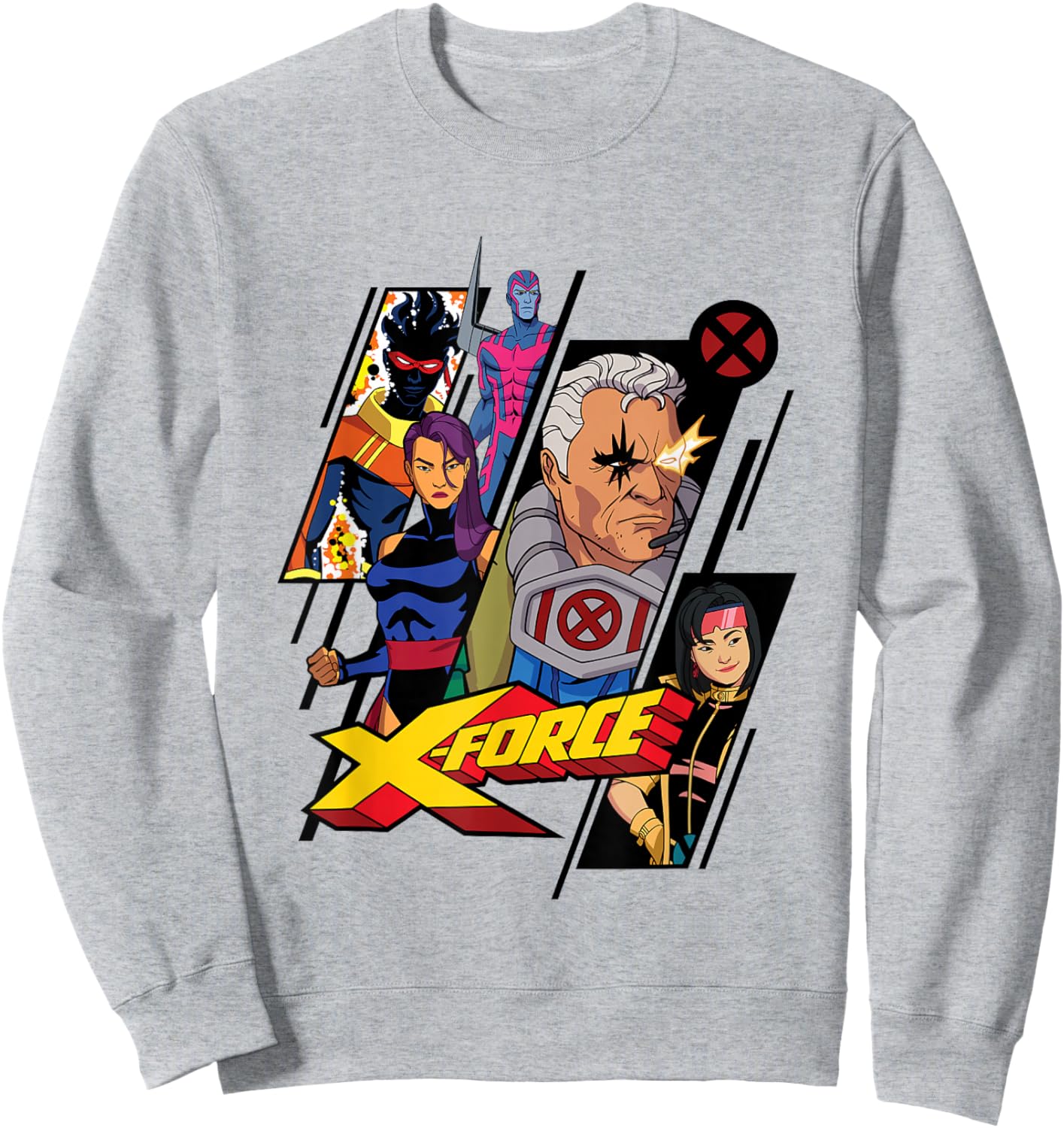Marvel X-Men '97 X-Force Cable Jubilee Psylocke Comic Sweatshirt - Sweatshirt | Ash