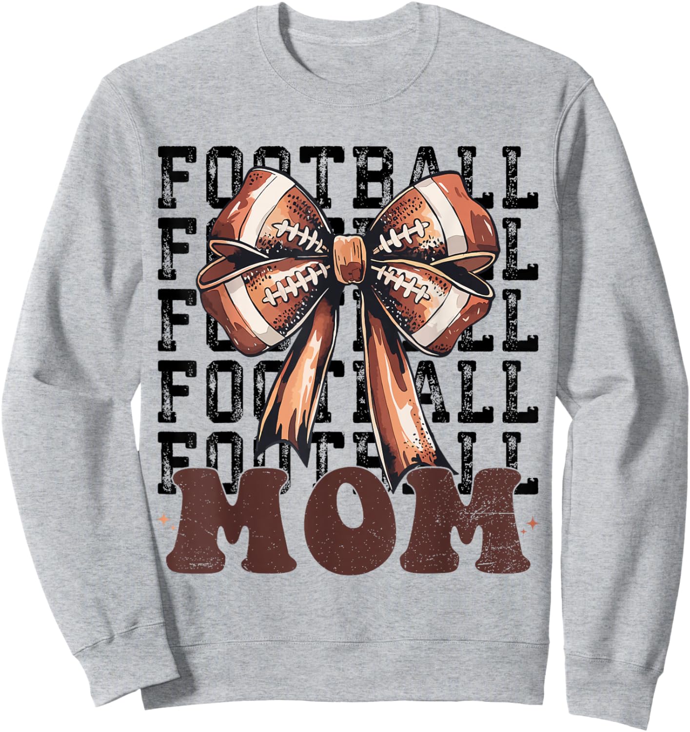 Cute Coquette Bow American Football Game Day Football Mom Sweatshirt - Sweatshirt | Ash