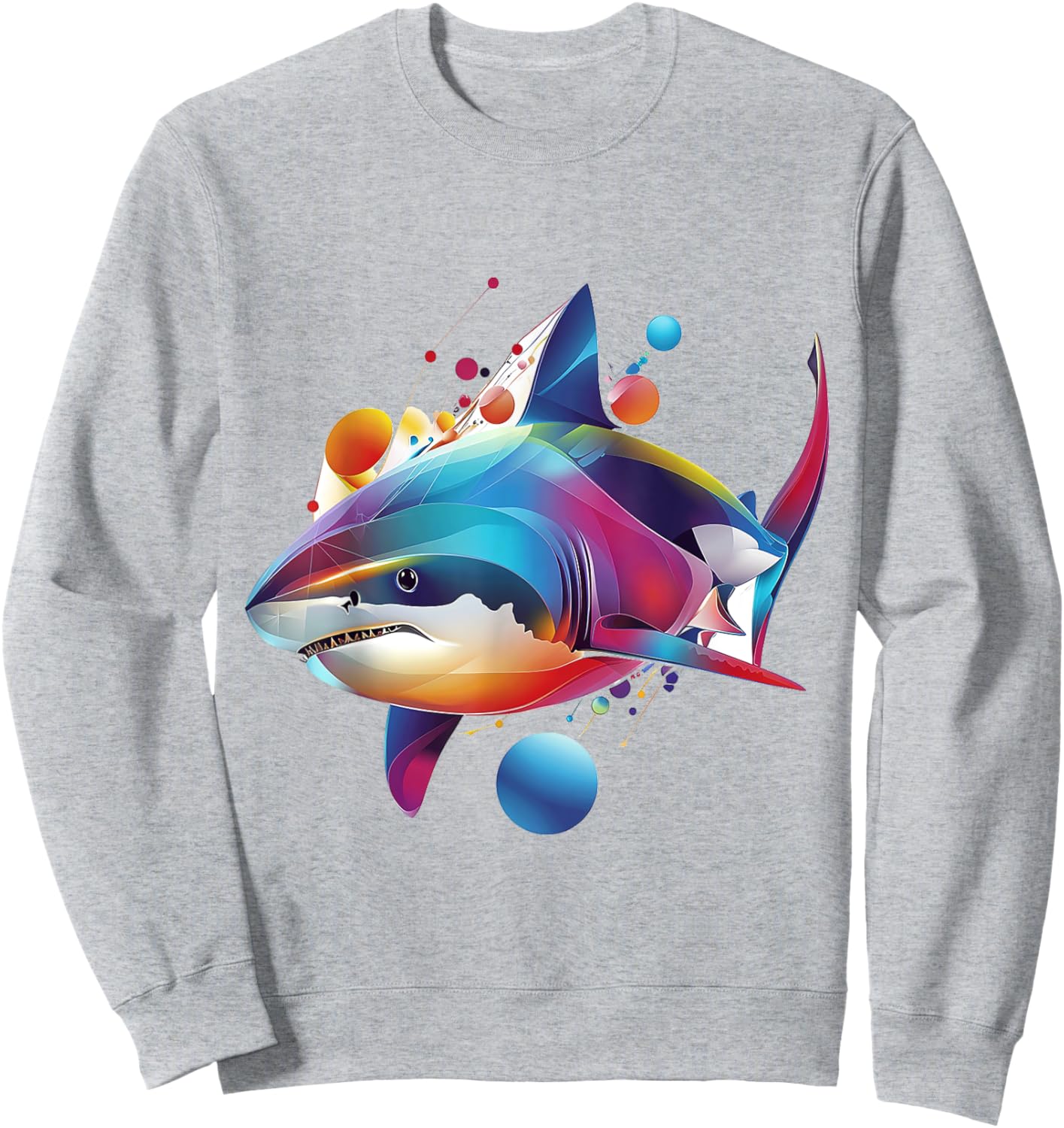 Shark Animal Print Motif Colorful Artwork Abstract Shark Sweatshirt - Sweatshirt | Ash