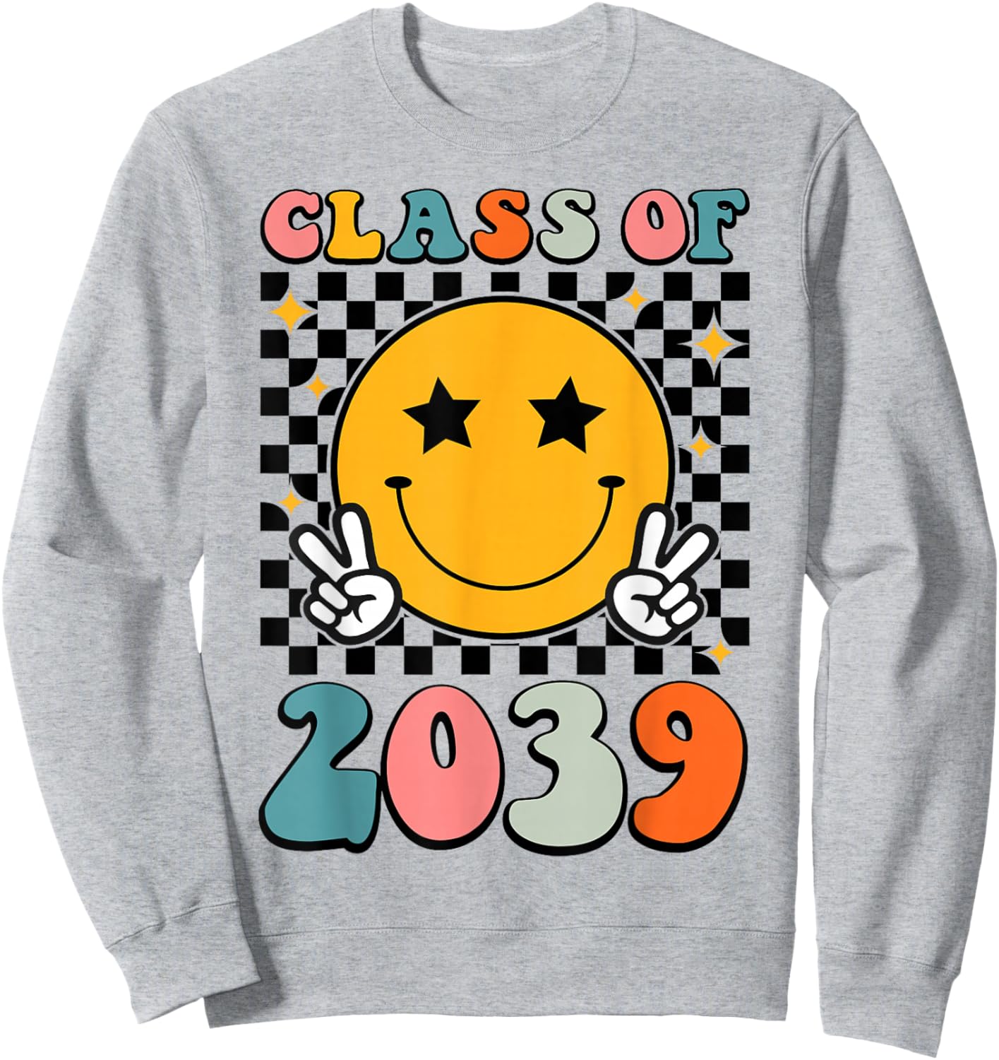 Retro Class of 2039 Grow with Me Graduation 2039 Senior 39 Sweatshirt - Sweatshirt | Ash