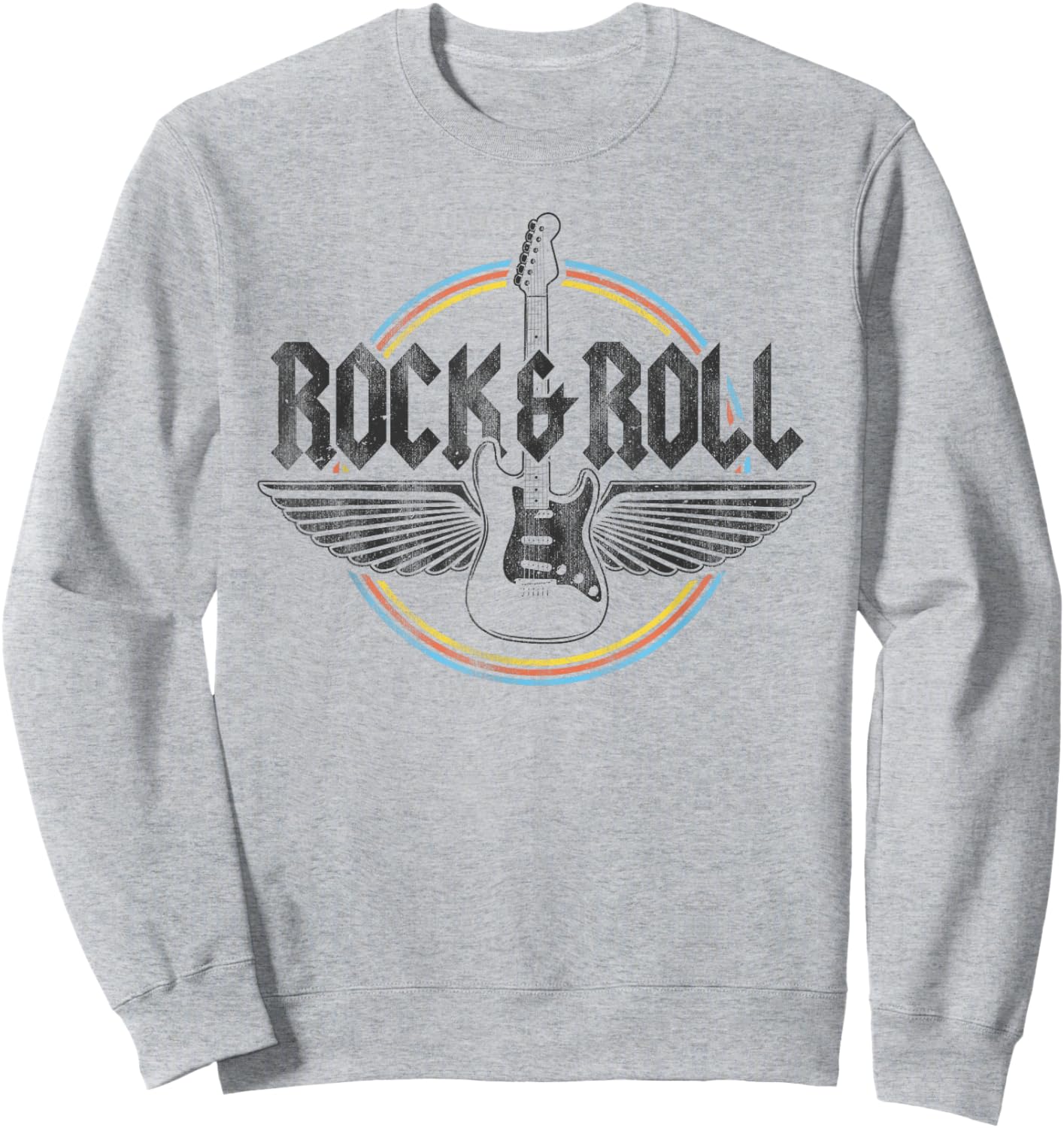 Retro Vintage Rock & Roll Guitar Wings Music Concert Band Sweatshirt - Sweatshirt | Ash