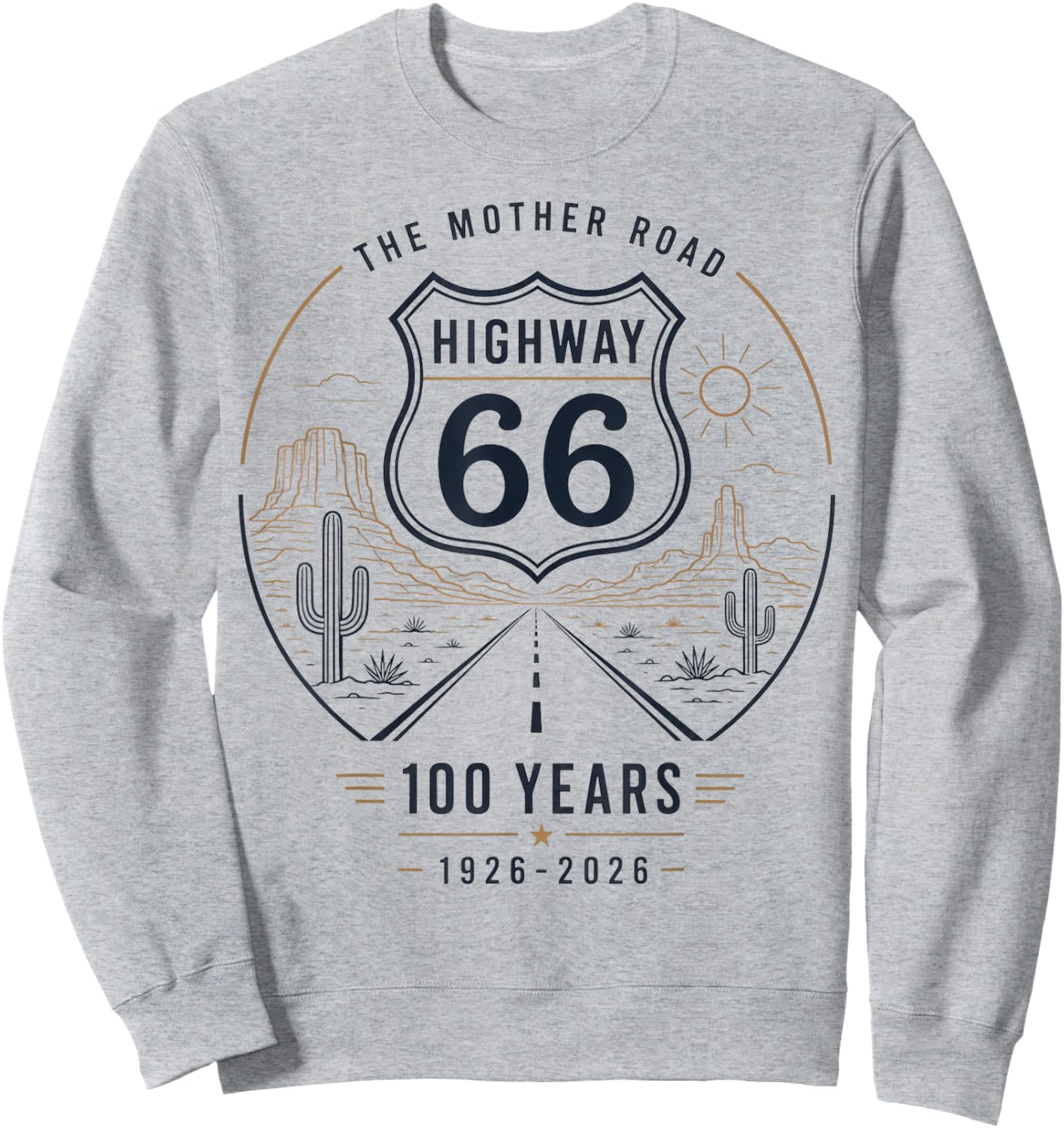 Vintage Highway 66 100 Year Centennial Anniversary Souvenir Sweatshirt - Sweatshirt | Ash