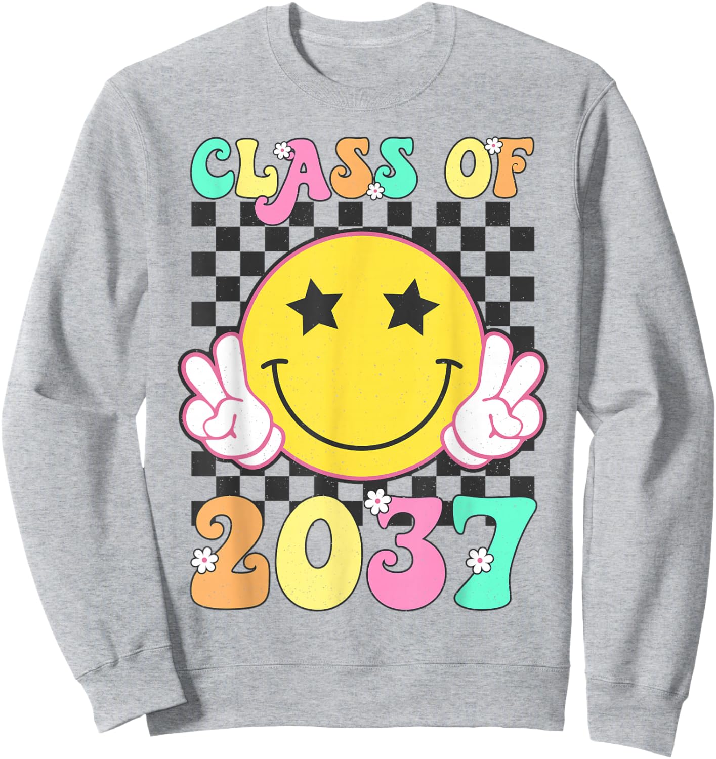 Retro Class of 2037 Grow With Me Back to School Kindergarten Sweatshirt - Sweatshirt | Ash
