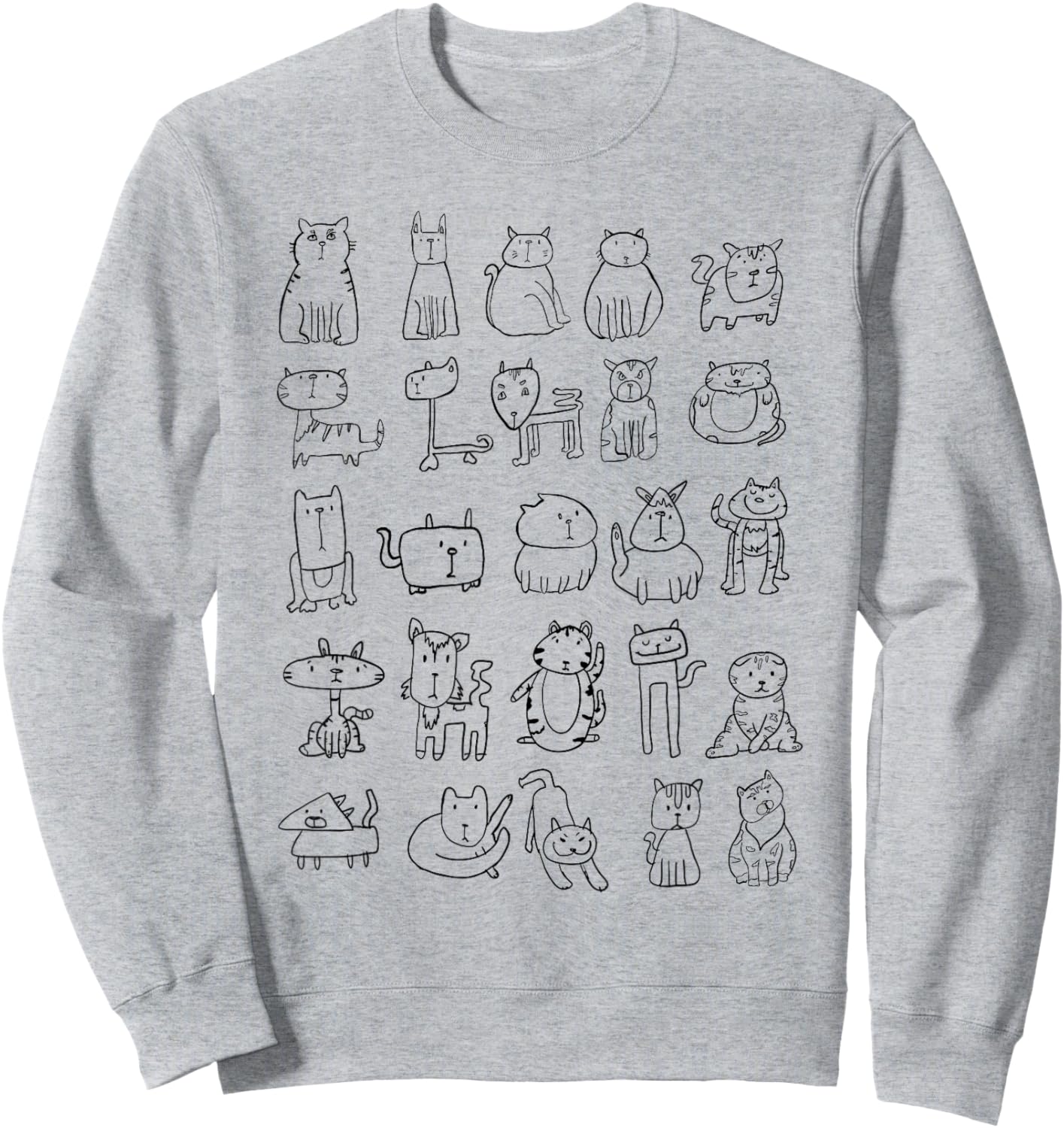A Kitty Collection Of Cat Doodles Sweatshirt - Sweatshirt | Ash