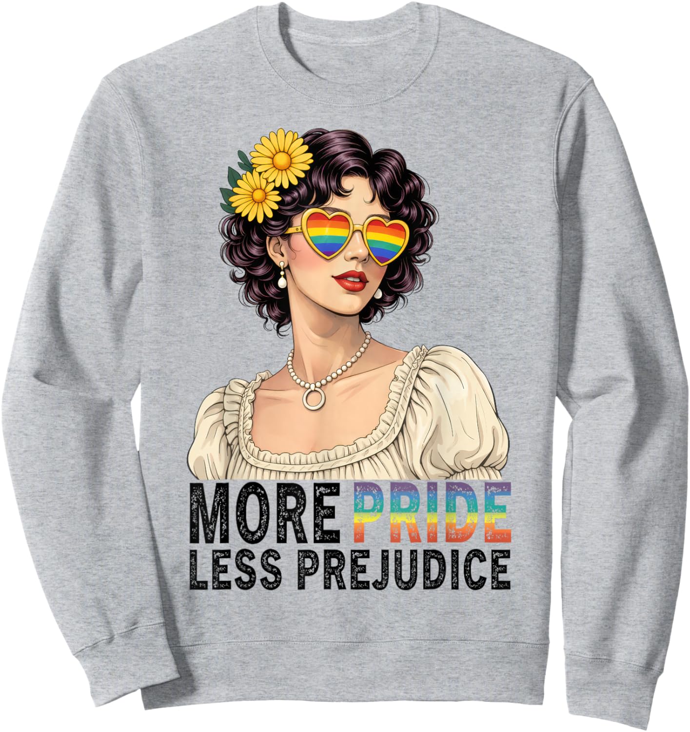 More Pride Less Prejudice LGBTQ Pride Month Sweatshirt - Sweatshirt | Ash