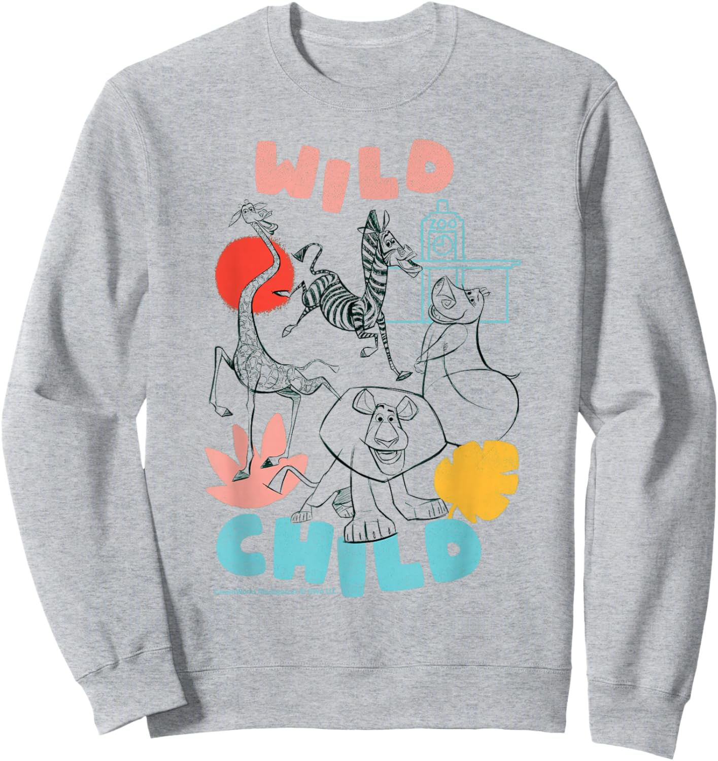 Wild Child Madagascar Zoo Adventure Fun Sweatshirt - Sweatshirt | Ash