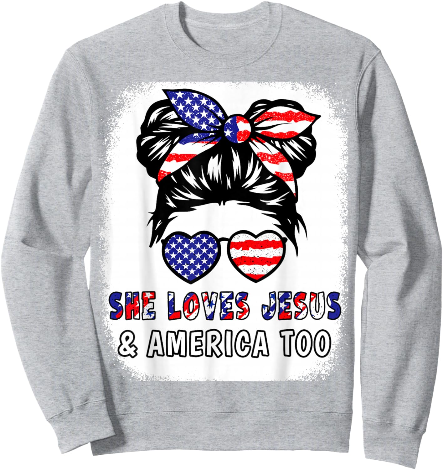Girl Love Jesus America Cute 4th July Patriotic Teen Toddler Sweatshirt - Sweatshirt | Ash