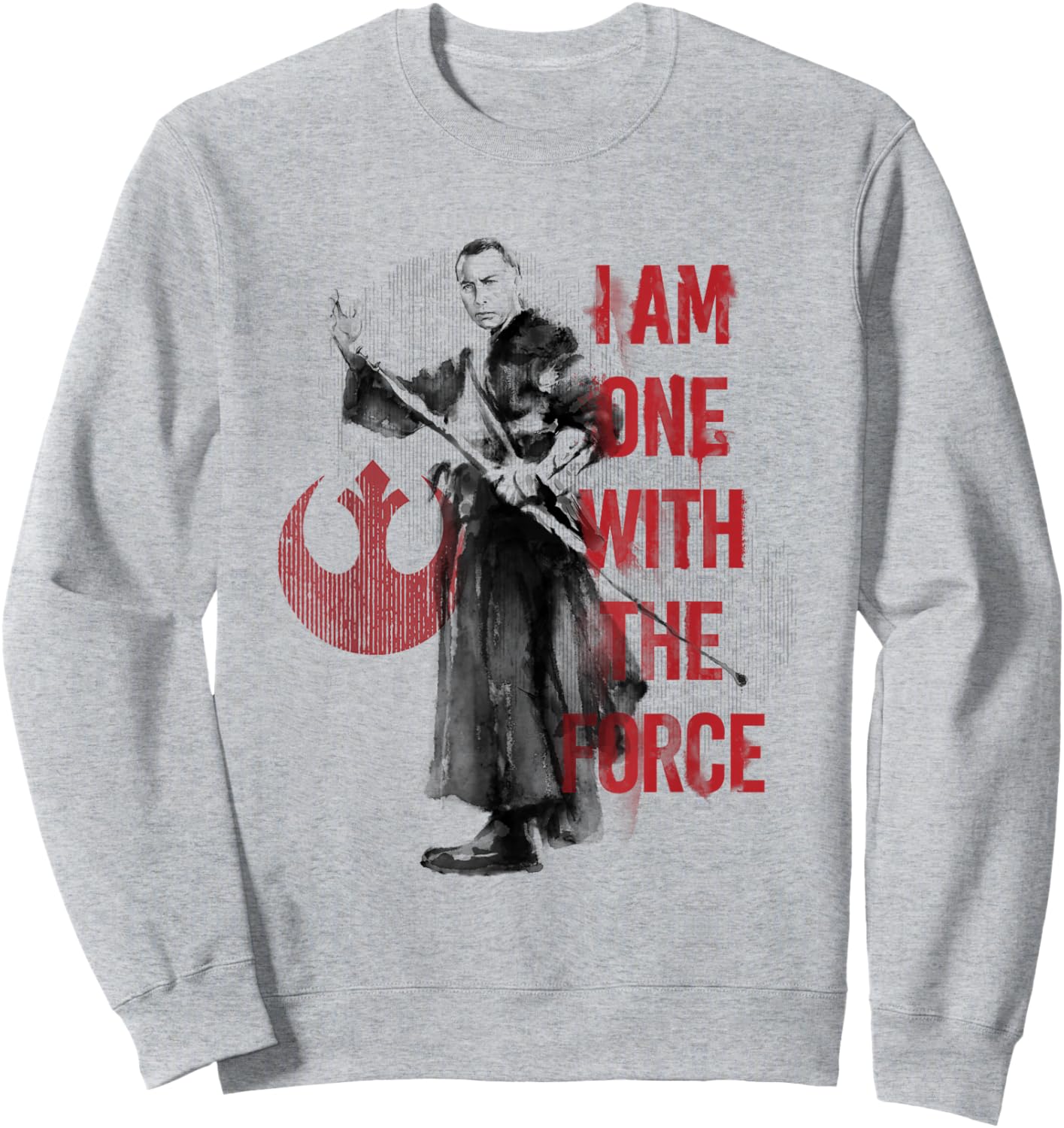 Star Wars Rogue One Am One With The Force Chirrut Retro Logo Sweatshirt - Sweatshirt | Ash