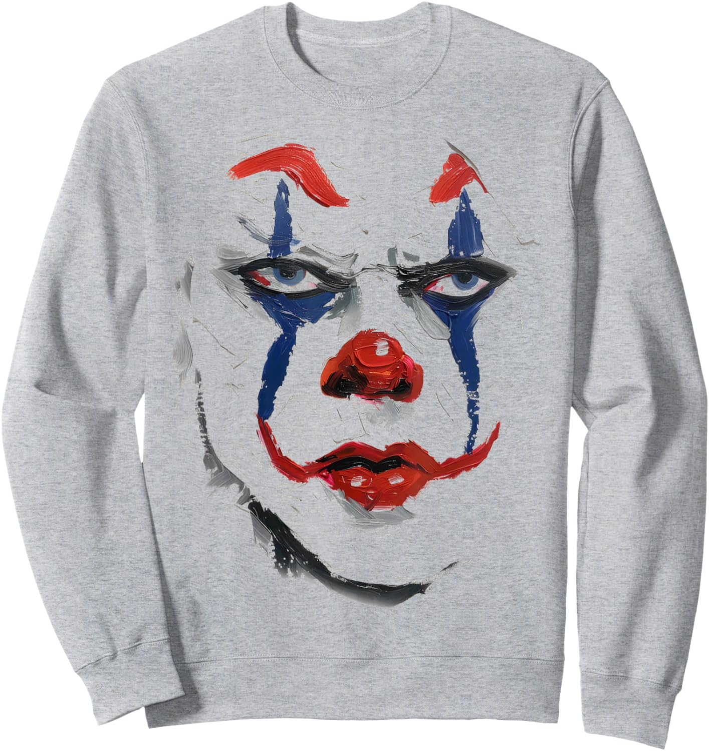 Intense Scary Painted Clown Face Red Blue Halloween Sweatshirt - Sweatshirt | Ash