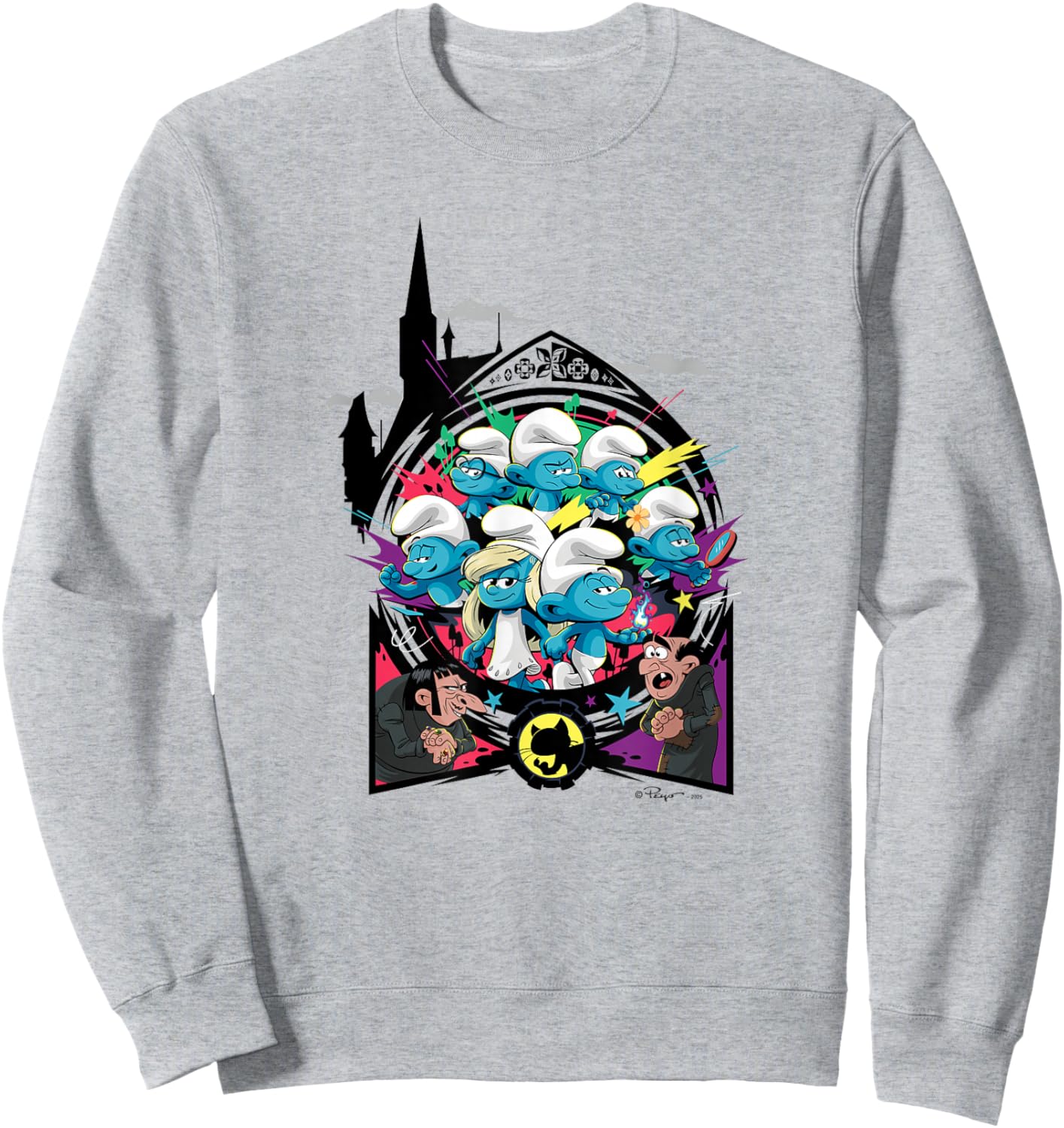 The Smurfs Movie Unite with Gargamel and Azrael Sweatshirt - Sweatshirt | Ash