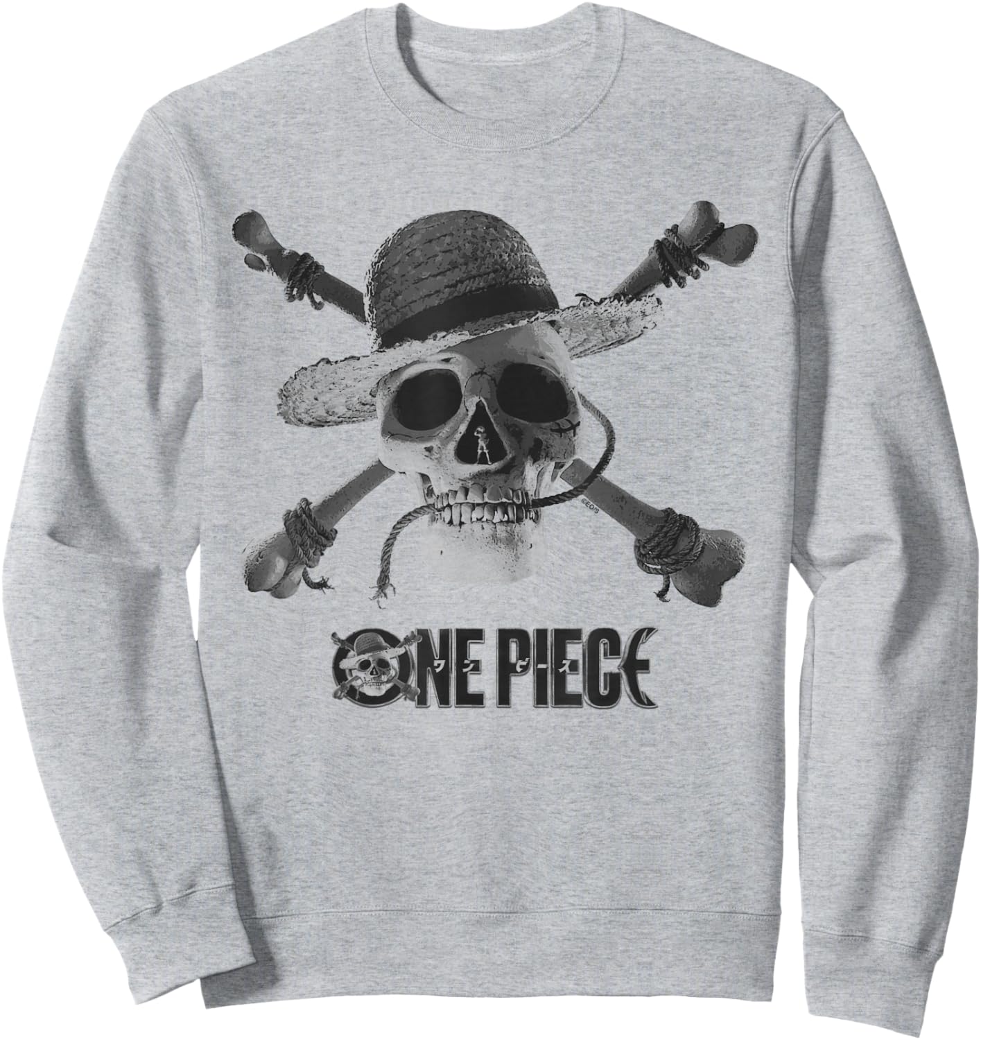 One Piece Mono Skull & Logo Sweatshirt - Sweatshirt | Ash