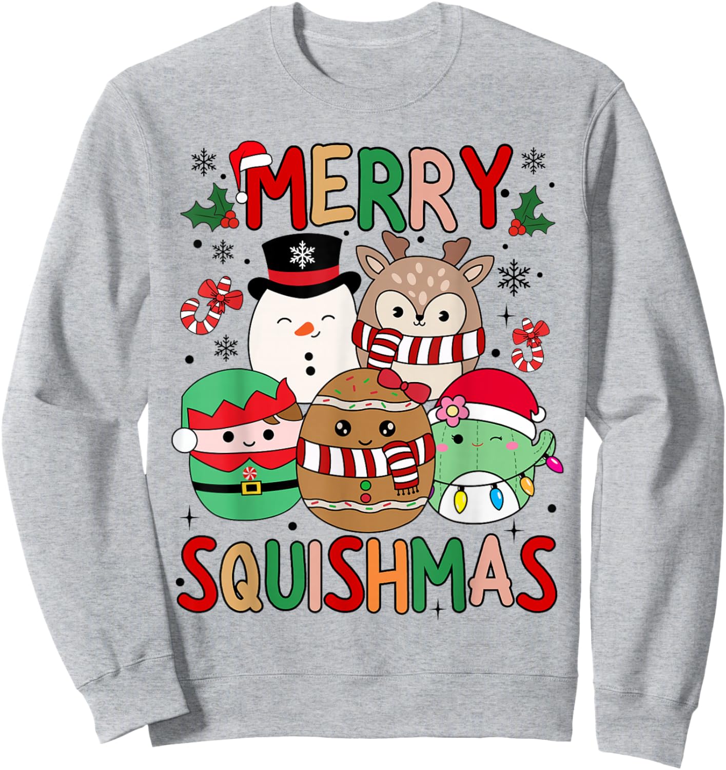 Squish Squad Merry Christmas Gifts Cute for Kids Woman Sweatshirt - Sweatshirt | Ash