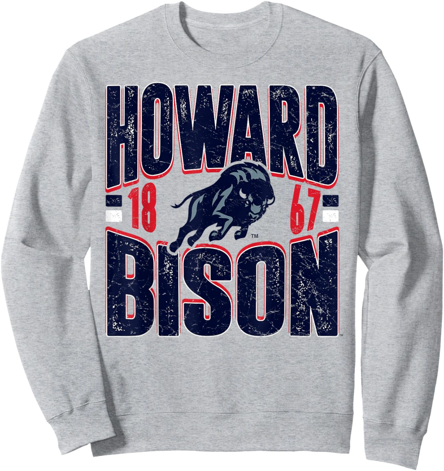 Howard Bison Vintage 90's Retro Gray Officially Licensed Sweatshirt - Sweatshirt | Ash