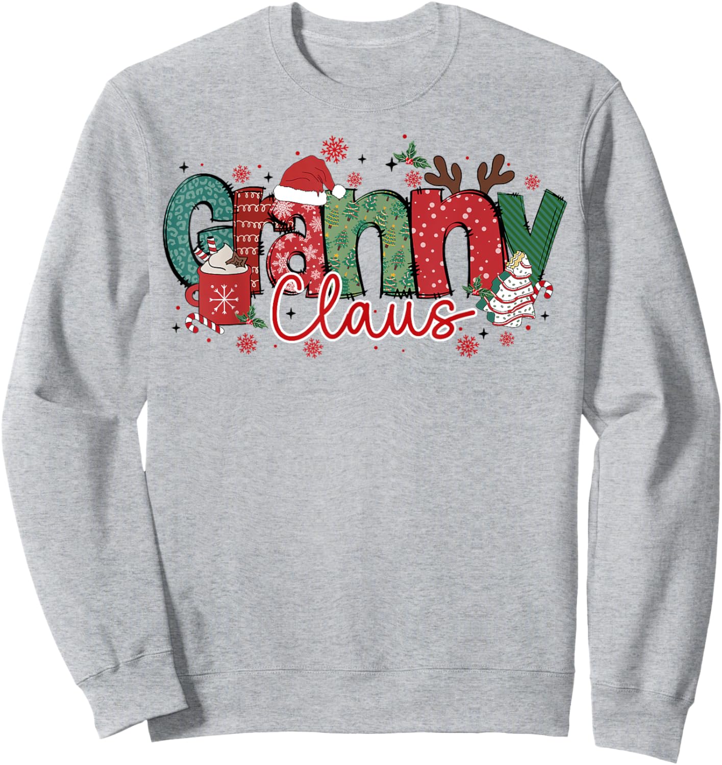 Granny Claus Christmas Pajama Santa Claus Family Matching Sweatshirt - Sweatshirt | Ash