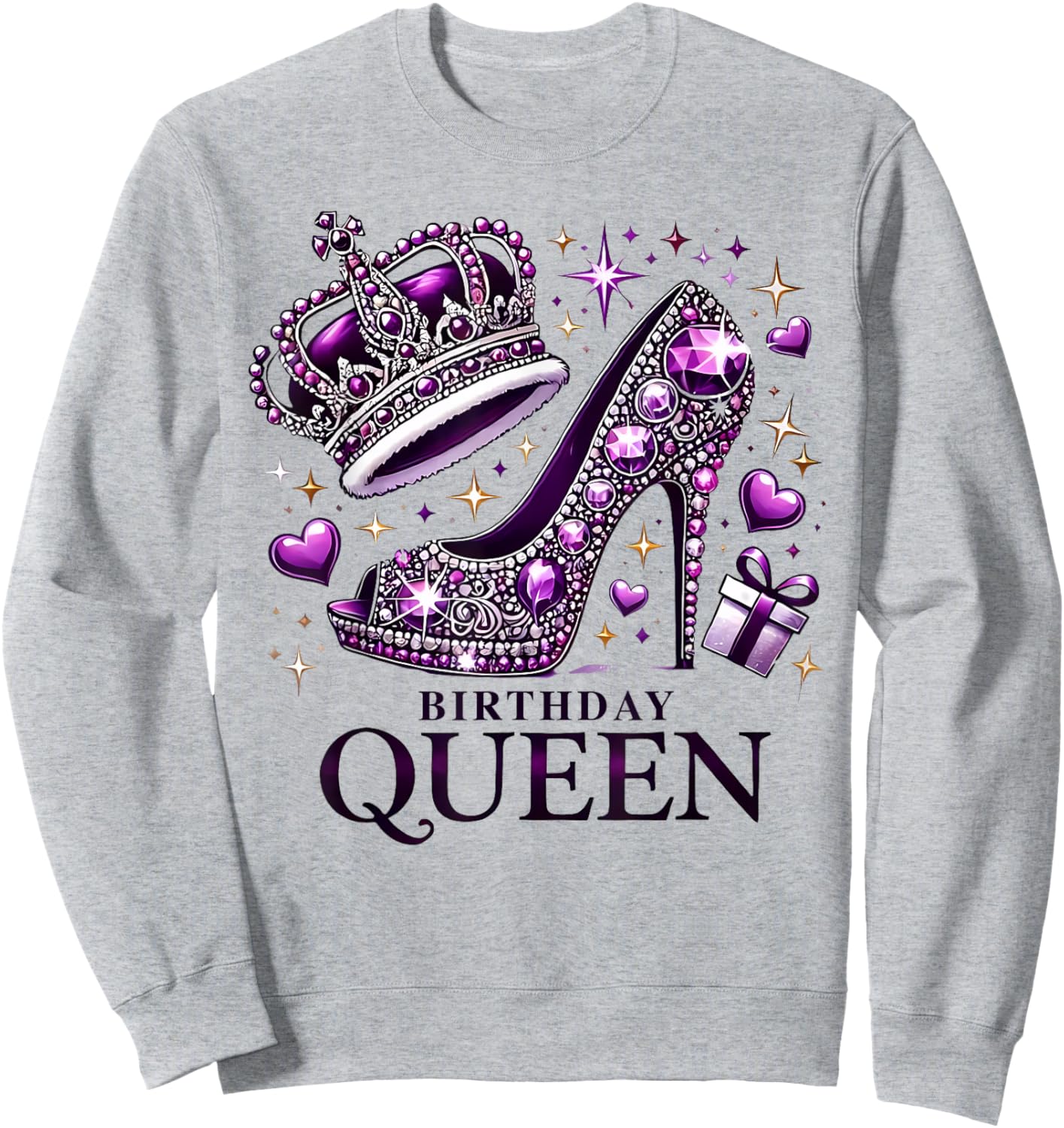 Birthday Queen Crown High Heel Women Girls Birthday Squad Sweatshirt - Sweatshirt | Ash