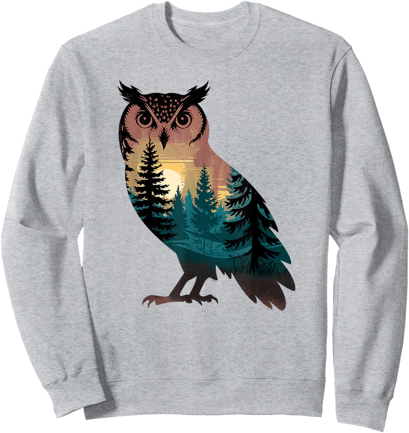 Owl Hunting Hiking Outdoor Camping Forest Men Women Owl Sweatshirt - Sweatshirt | Ash