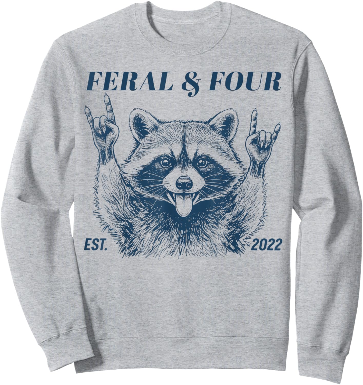 Feral and Four Raccoon Funny 4th Birthday Girls Boys Kids Sweatshirt - Sweatshirt | Ash