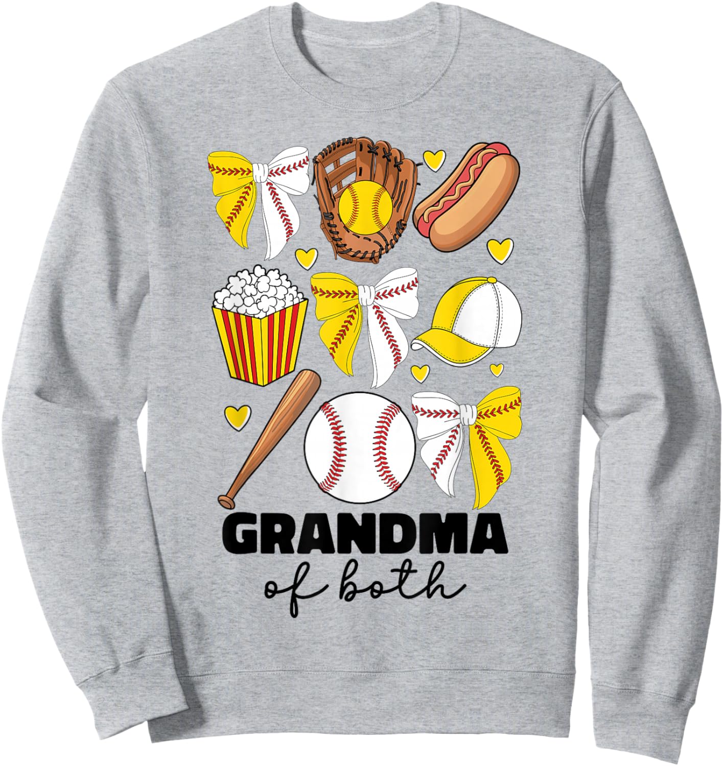 Grandma Of Both Baseball And Softball Grandma Coquette Bow Sweatshirt - Sweatshirt | Ash