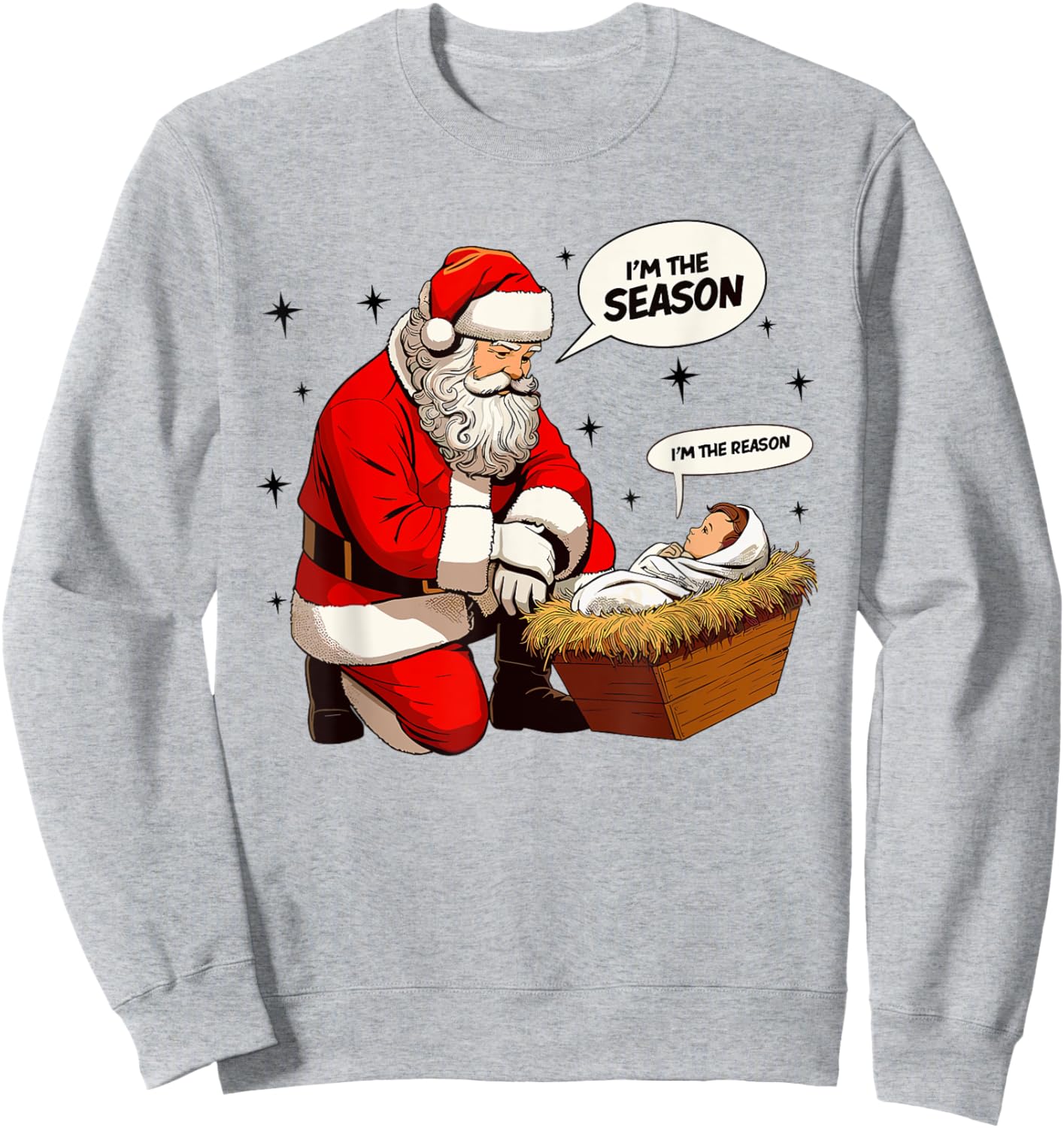 Christmas Jesus Is The Reason For The Season Christian Santa Sweatshirt - Sweatshirt | Ash