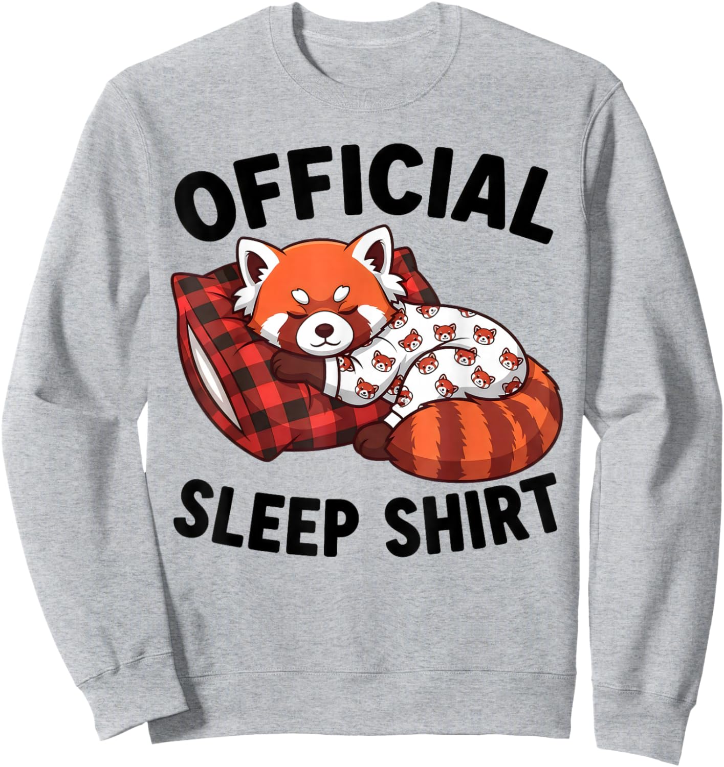 Cute Kawaii Sleeping Red Panda Official Sleepshirt Nightgown Sweatshirt - Sweatshirt | Ash