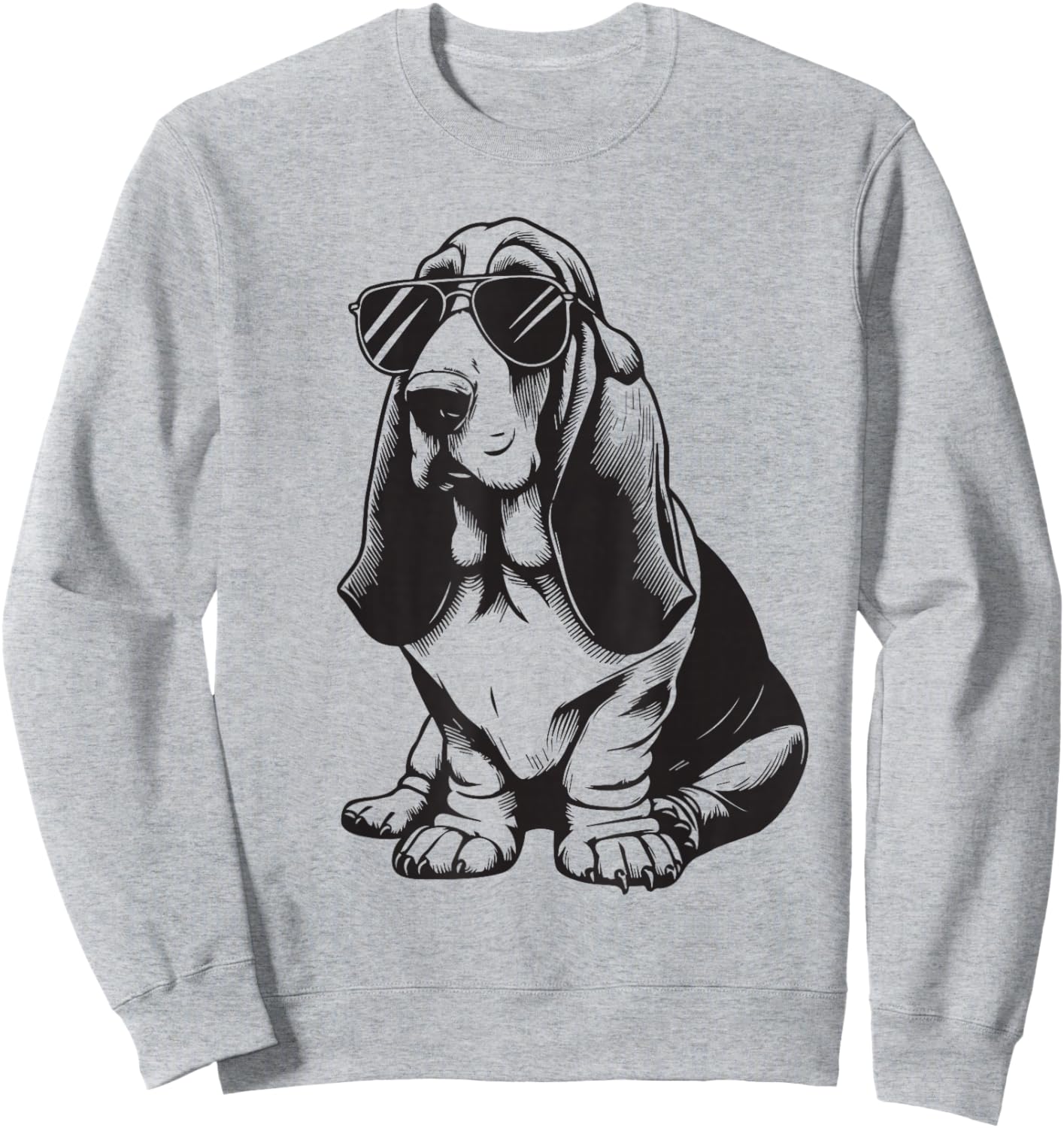 Dog Basset Fun with Sunglasses Sweatshirt - Sweatshirt | Ash