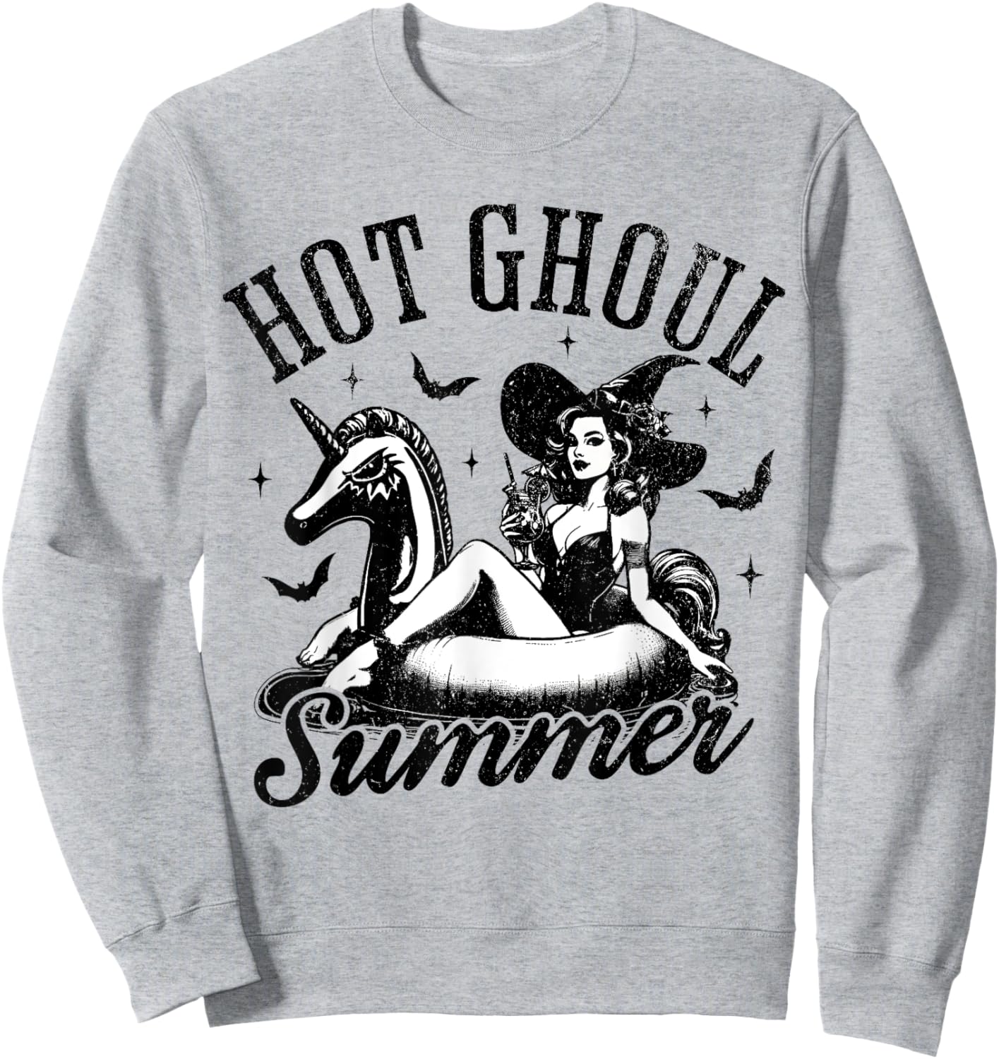 Hot Ghoul Summer Funny Witch Spooky Summer Vacation Hawaii Women Girls Kids Sweatshirt - Sweatshirt | Ash